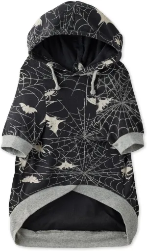 100% Organic Cotton Rocky - The Comfy Dog Hoodie Pet Coat for Small, Medium and Large Dogs, Batty Black, Small