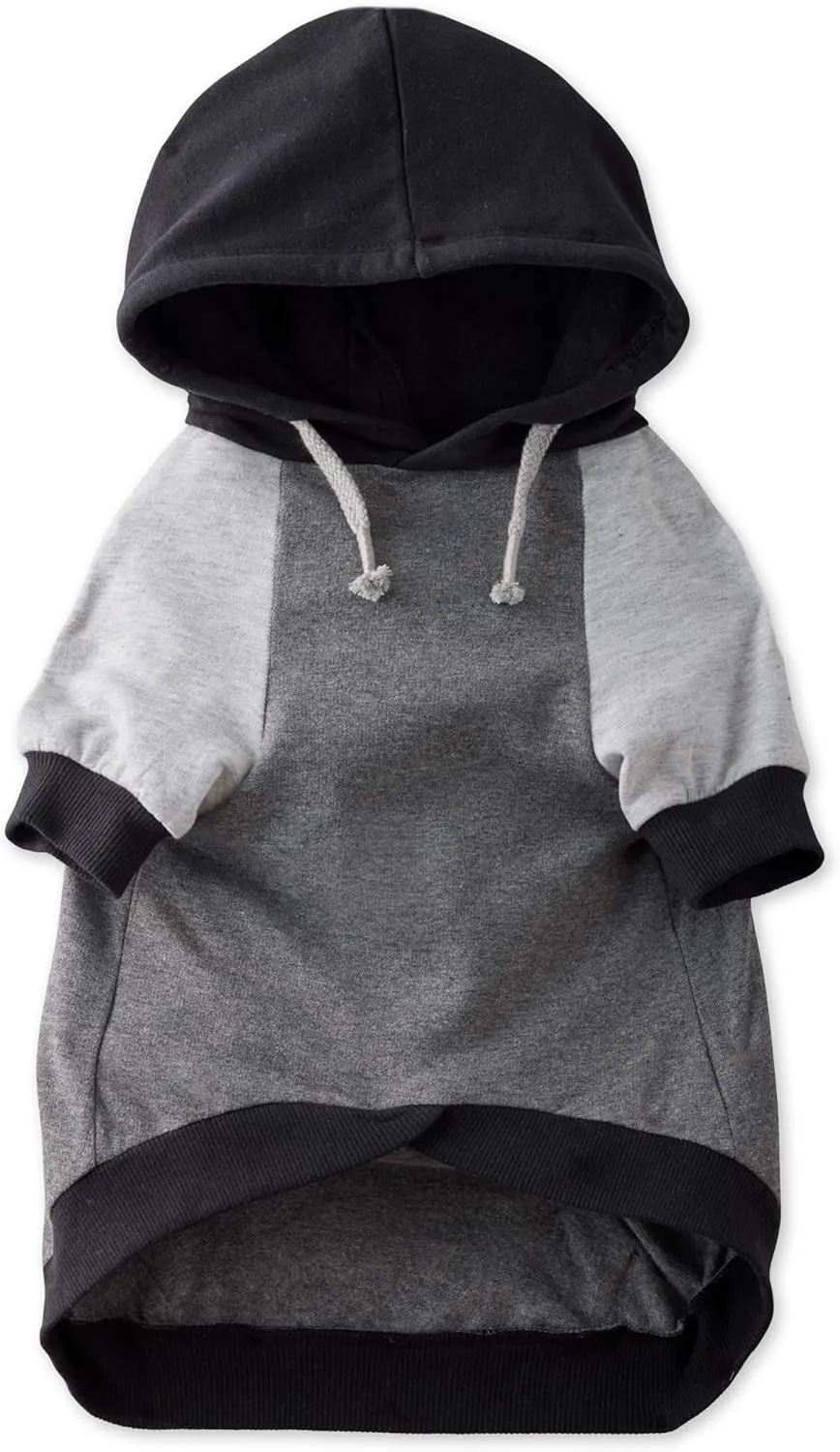 100% Organic Cotton Rocky - The Comfy Dog Hoodie Pet Coat for Small, Medium and Large Dogs, Black Color Block, Small
