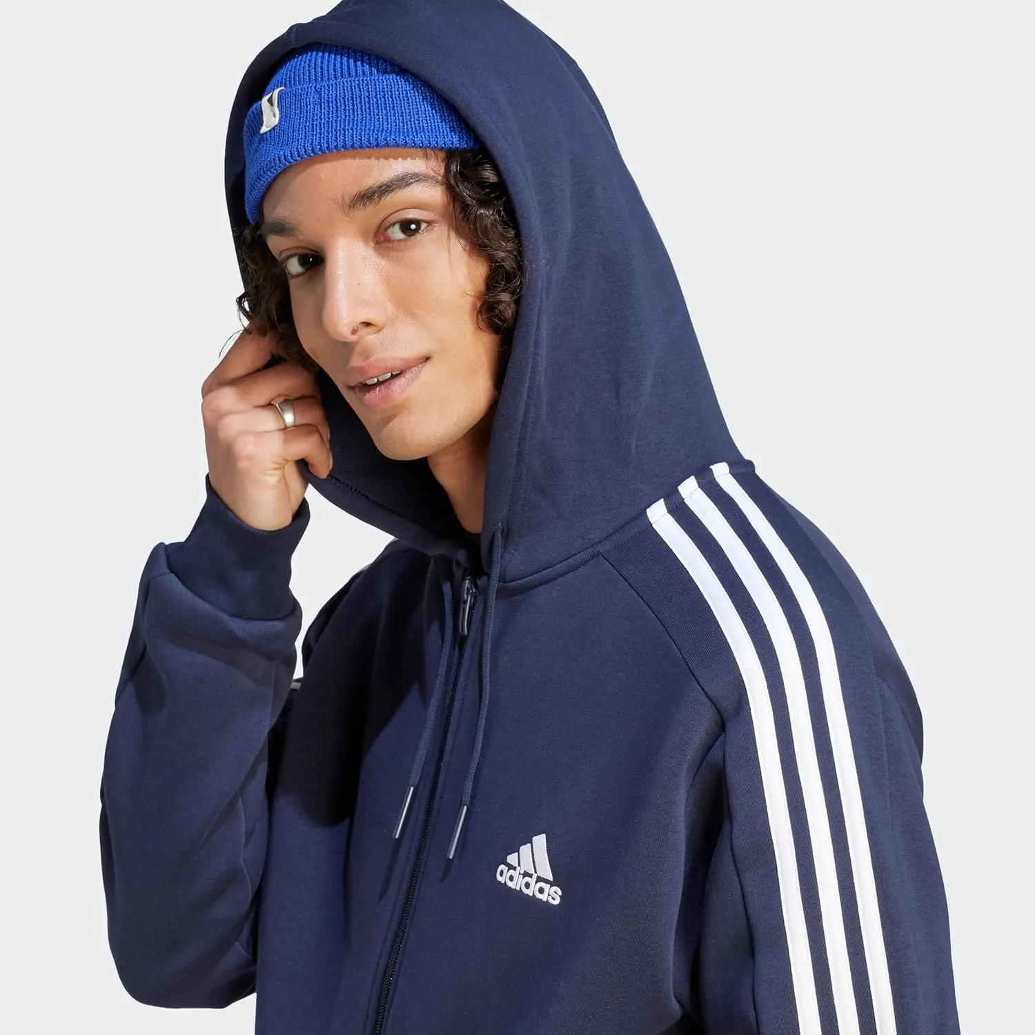 adidas Men's Essentials 3-Stripes Fleece Full-Zip Hoodie