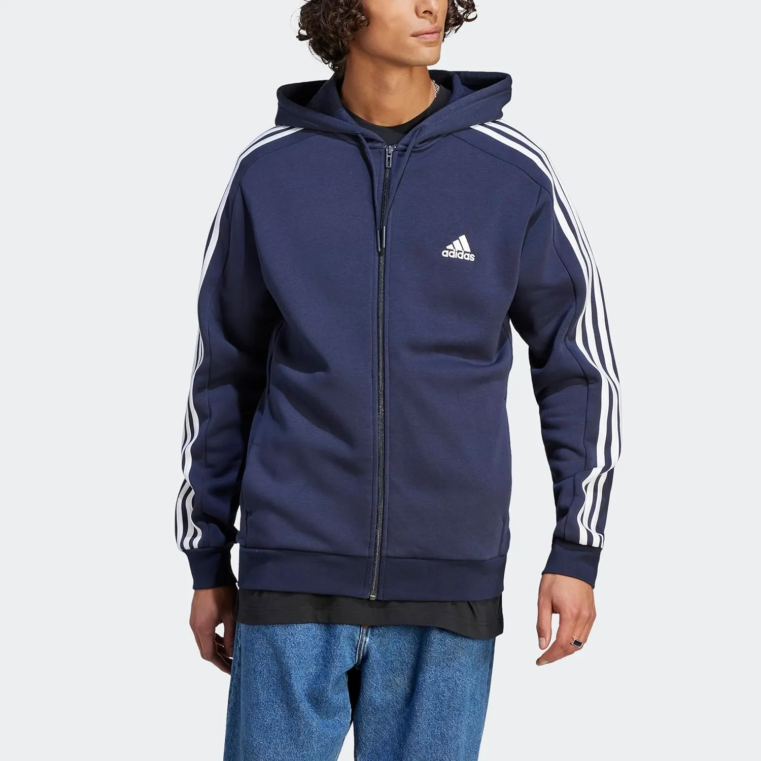 adidas Men's Essentials 3-Stripes Fleece Full-Zip Hoodie