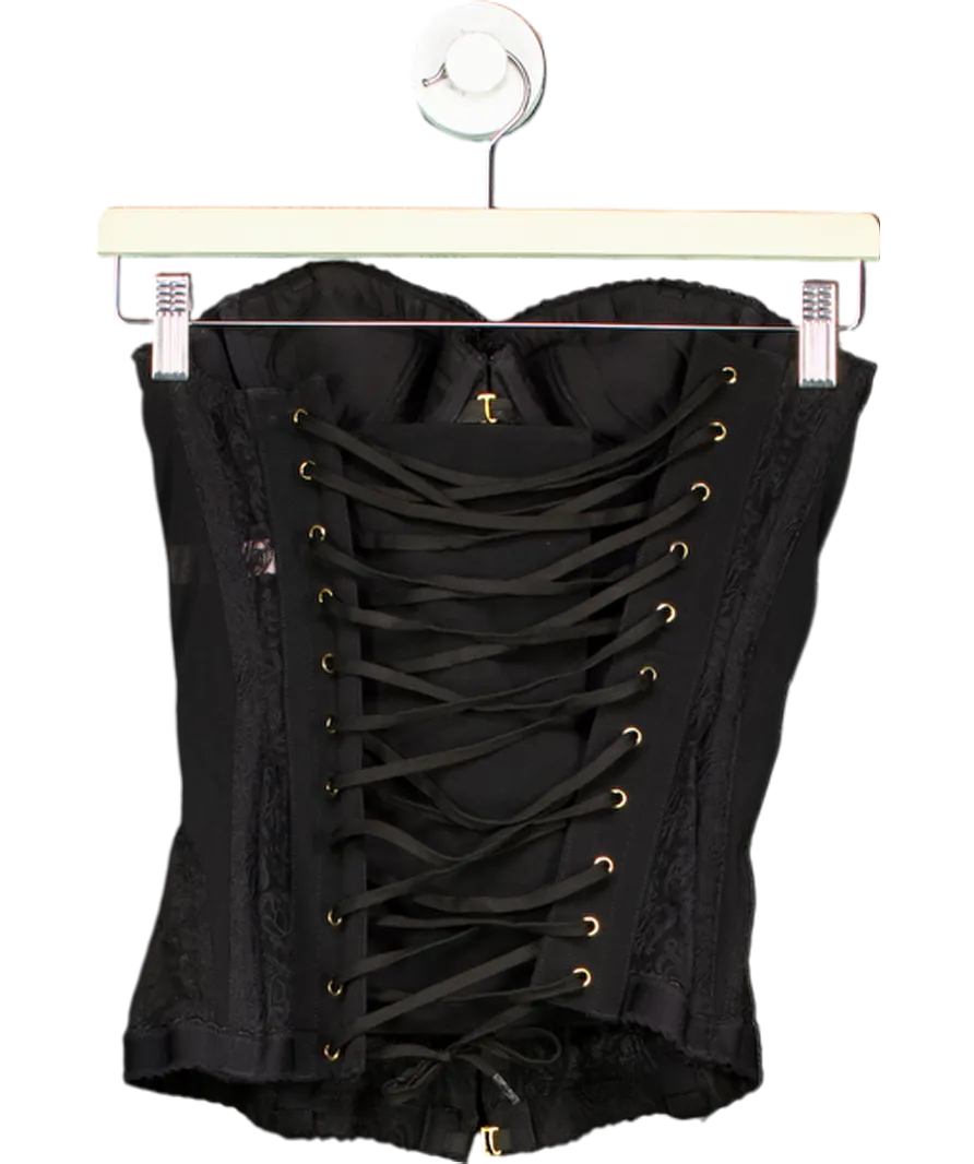 Agent Provocateur Black Mercy Lace And Mesh Paneled Corset UK 8