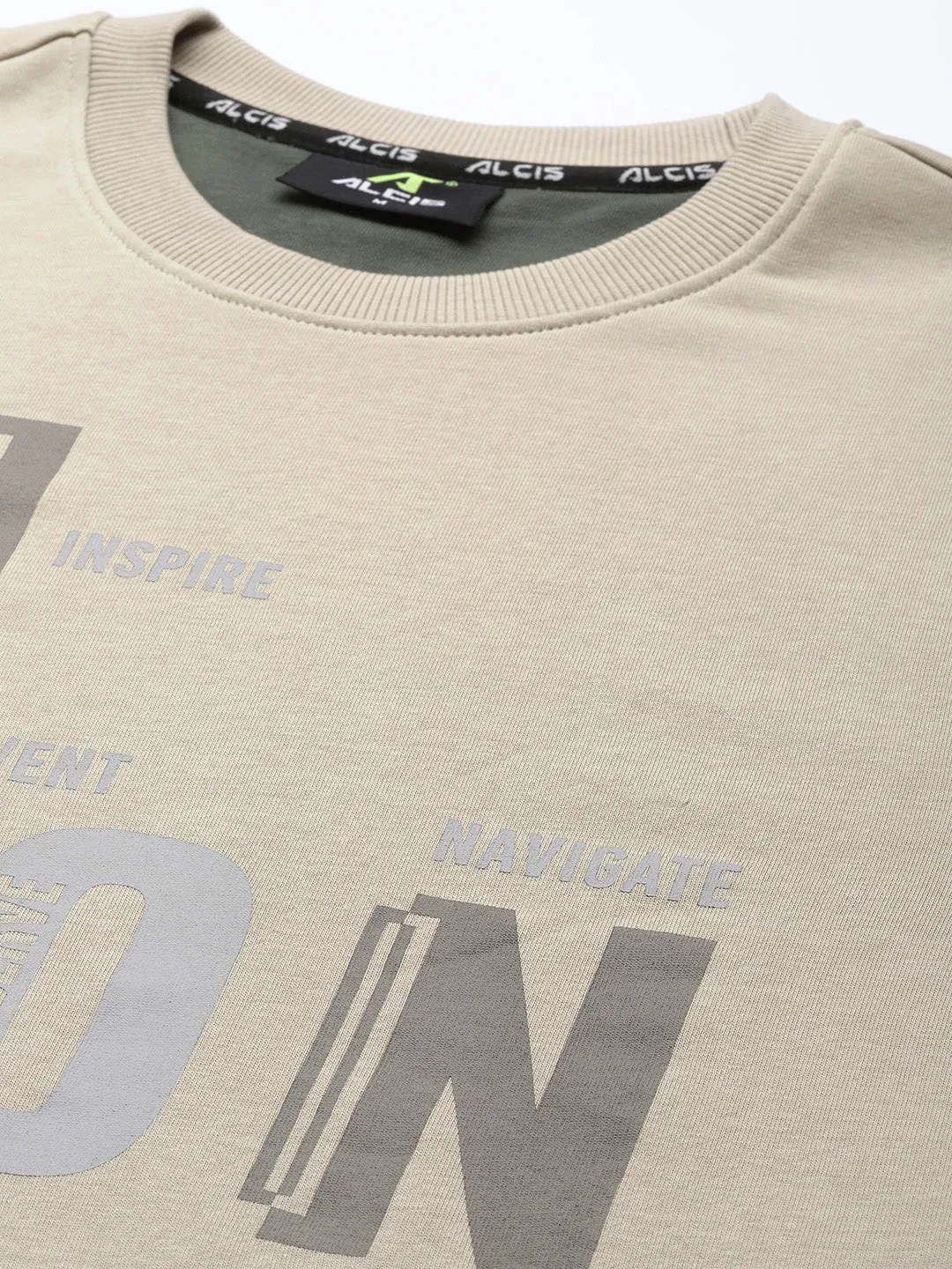 Alcis Men Cream-Coloured Printed Sweatshirt