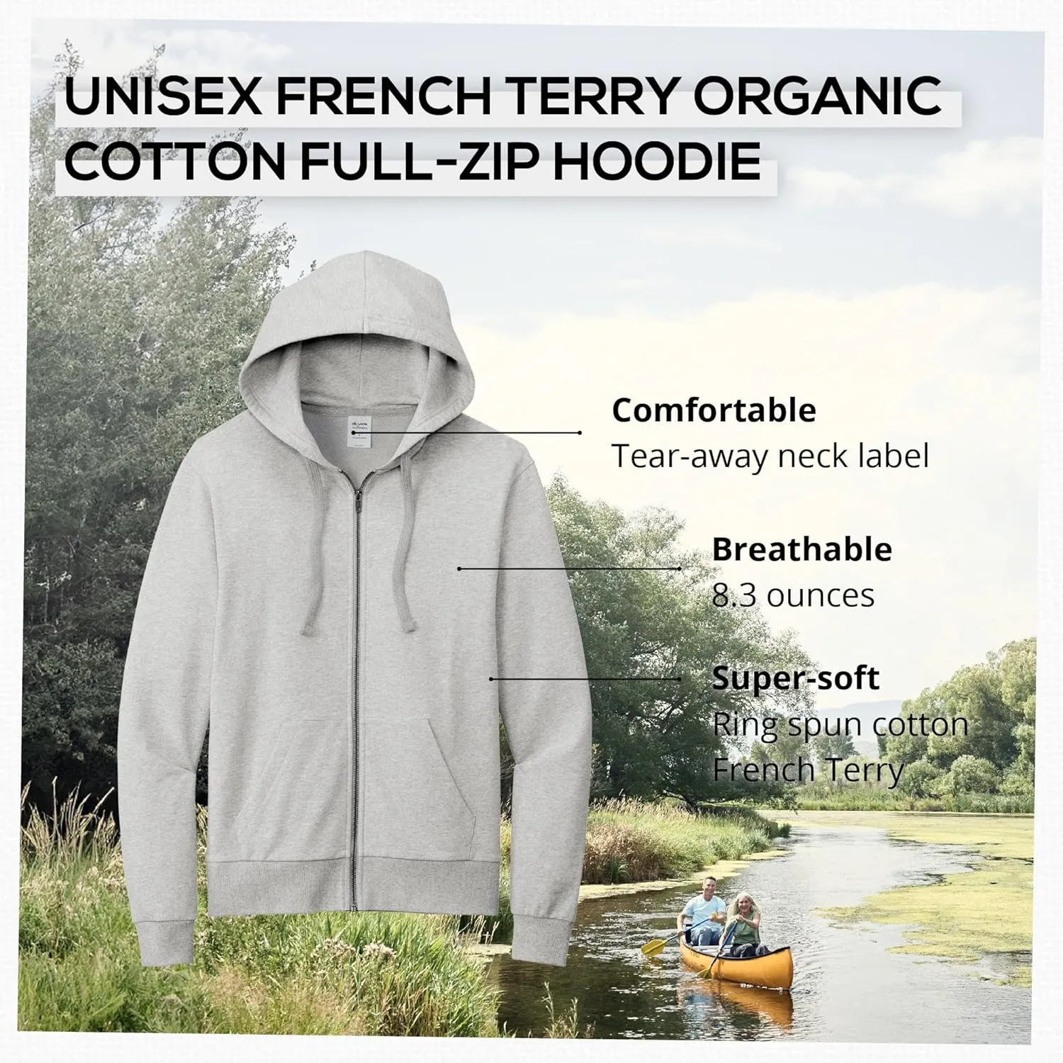 Allmade Unisex Organic French Terry Full-Zip Hoodie