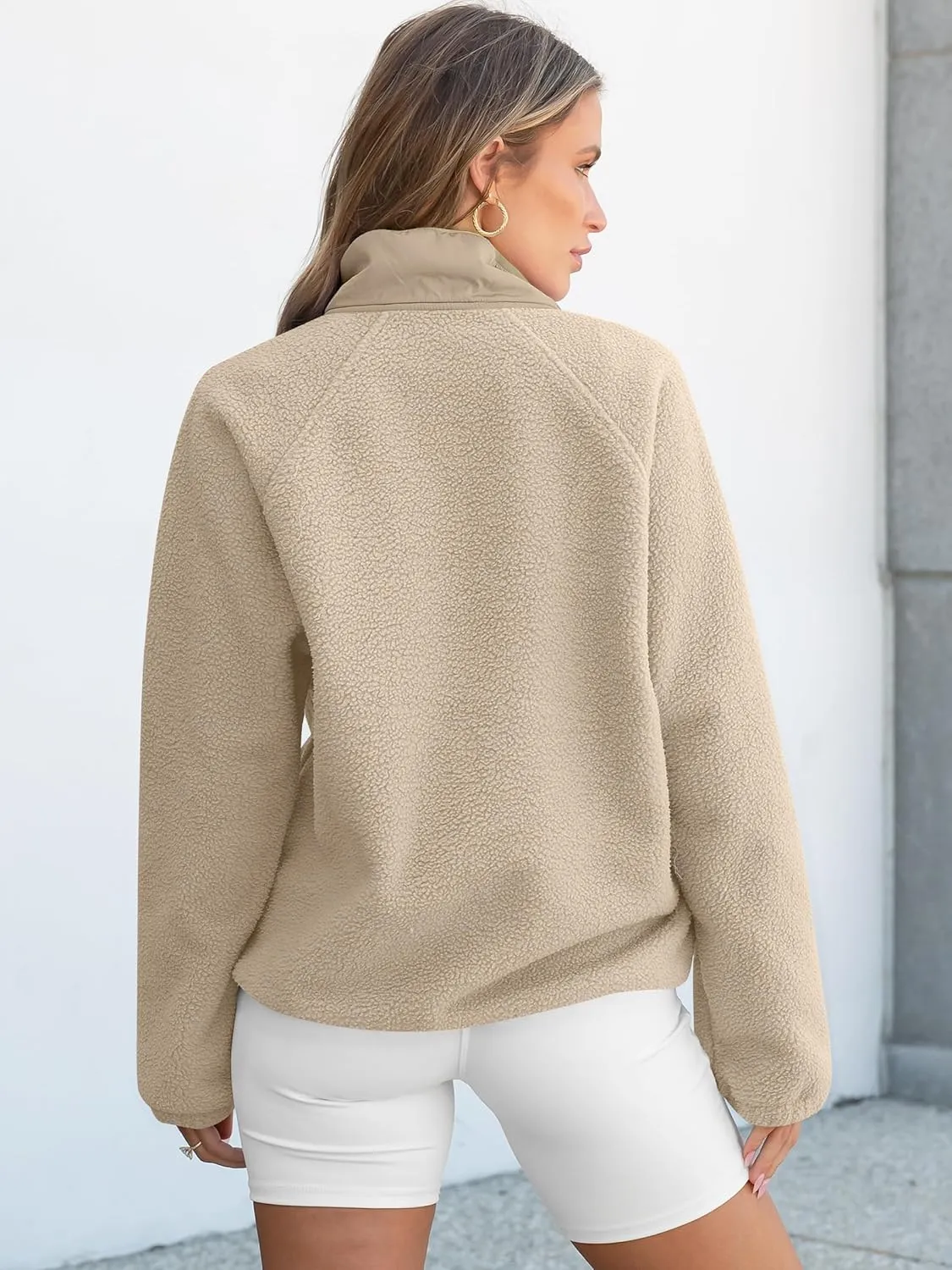 ANRABESS Women Fleece Sherpa Pullover Sweatshirt Cropped Loose Fuzzy Jacket Soft Button Down Winter Outerwear with Pockets