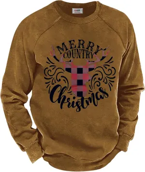 Arvilhill Mens Fleece Christmas Raglan Sweatshirt Retro Classic Funny Graphic Pullover (S-XXL)