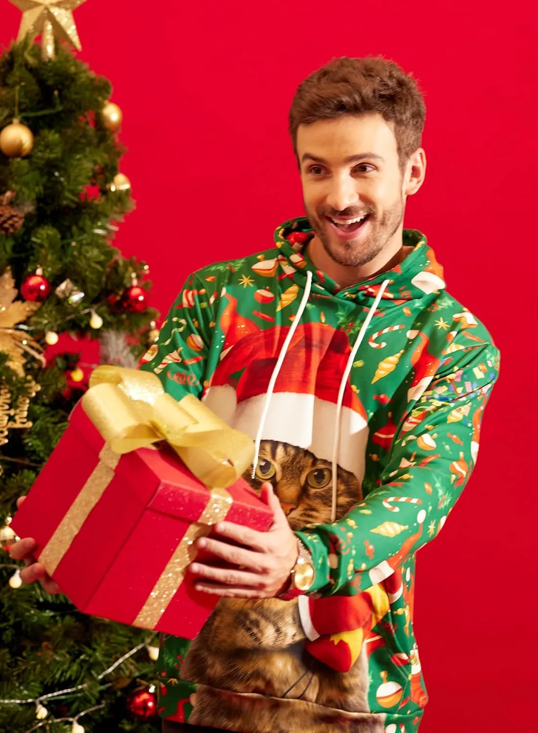 Arvilhill Mens Ugly Christmas Hoodies 3D Printed Graphic Long Sleeve Unisex Pullover (S-3XL)