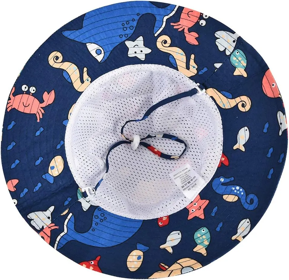 Baby Sun Hat Adjustable - Outdoor Toddler Swim Beach Pool Hat Kids UPF 50  Wide Brim Chin Strap Summer Play Hat