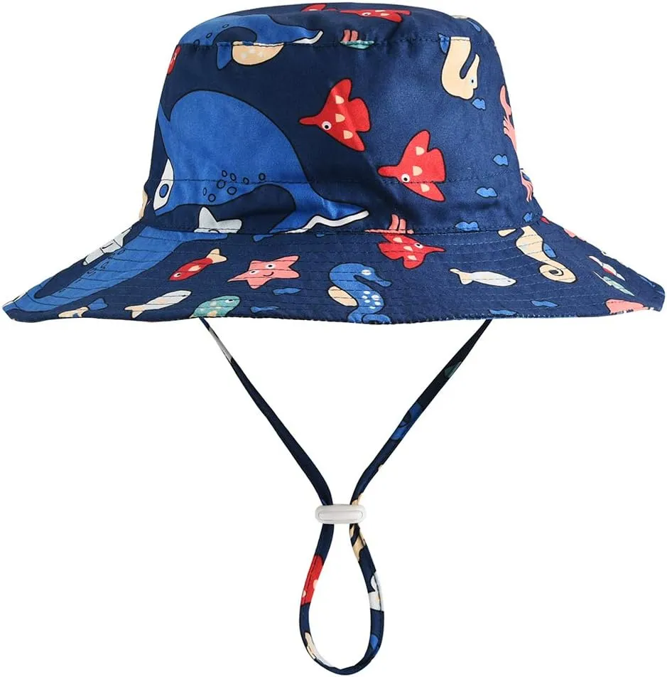 Baby Sun Hat Adjustable - Outdoor Toddler Swim Beach Pool Hat Kids UPF 50  Wide Brim Chin Strap Summer Play Hat