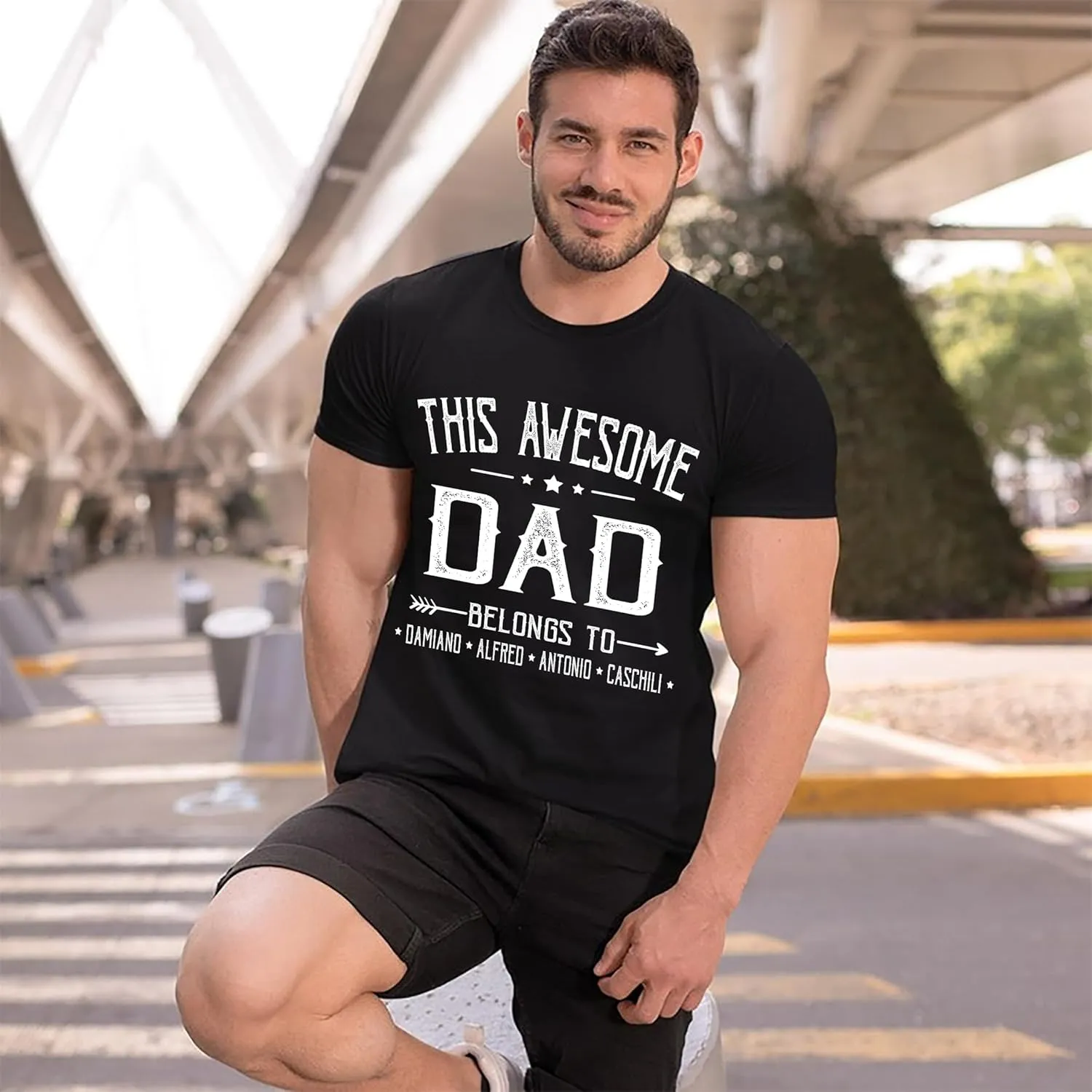 Best Dad Ever Ever - Family Personalized, Personalized Dad Grandkids with Name Shirt, Custom Unisex T-Shirt