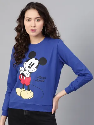 Blue Mickey Mouse Print Sweatshirt