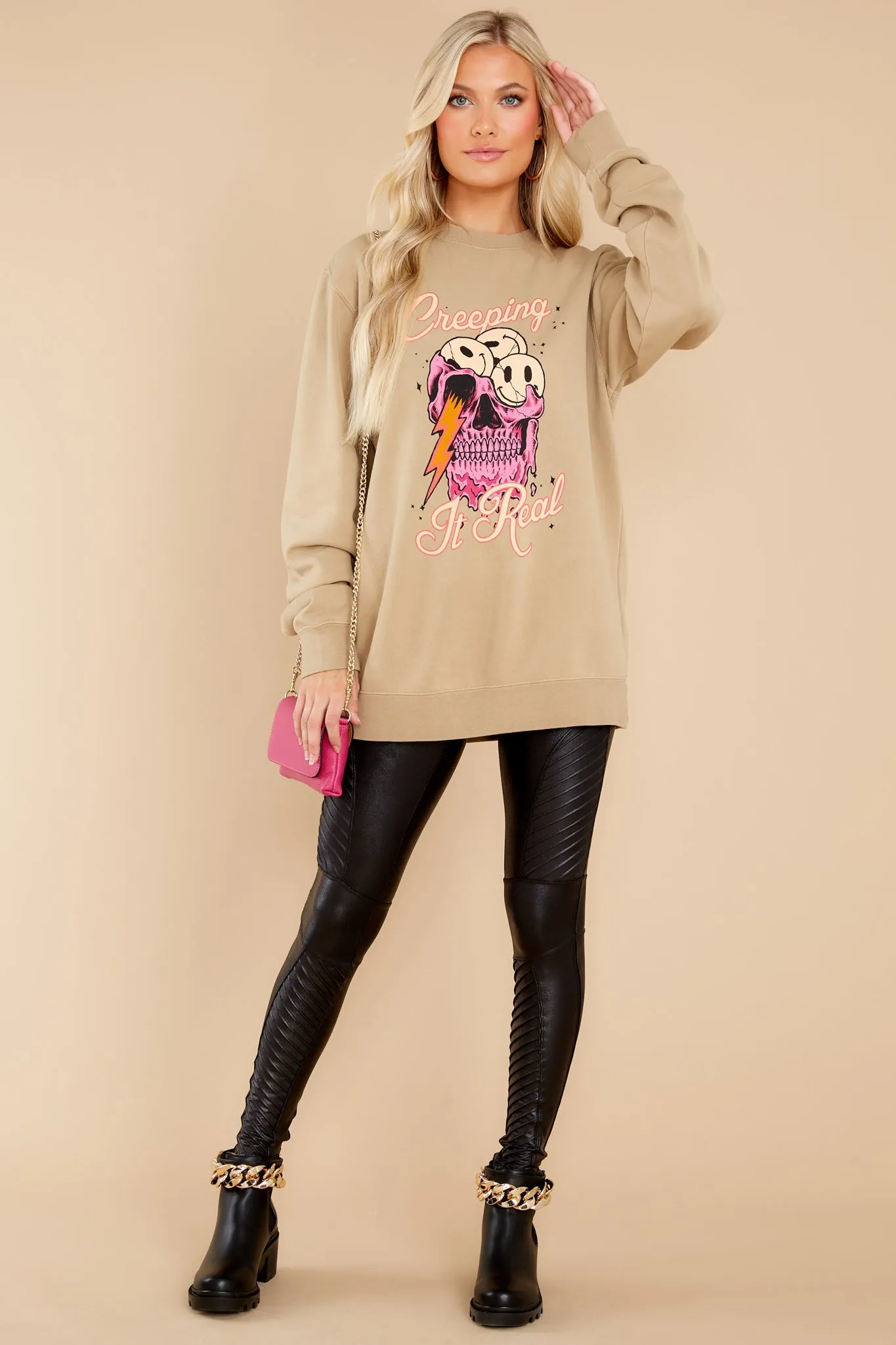 Creeping It Real Taupe Sweatshirt