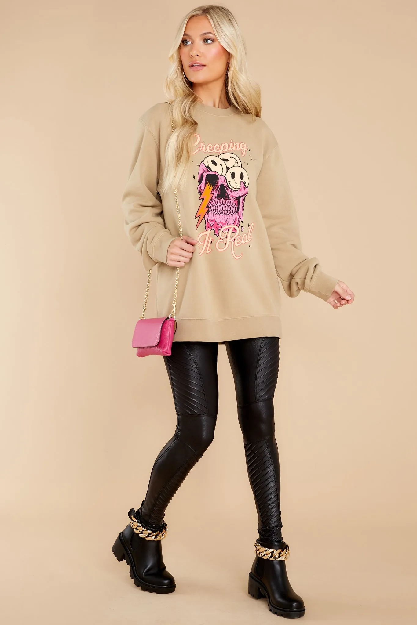 Creeping It Real Taupe Sweatshirt