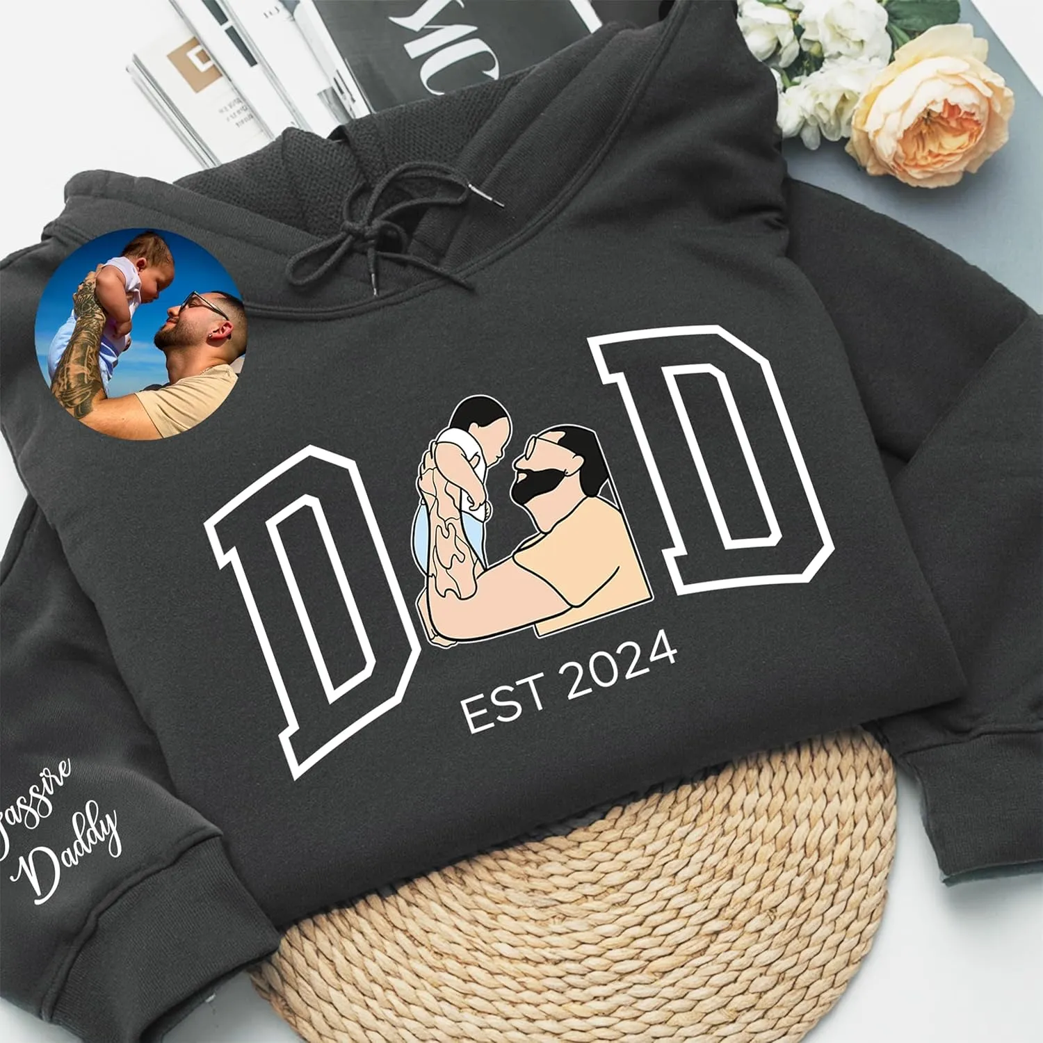 Custom Dad Hoodie with Kids Name, from Kids, Husband Gifts, New Dad Gifts, Custom Papa Shirt