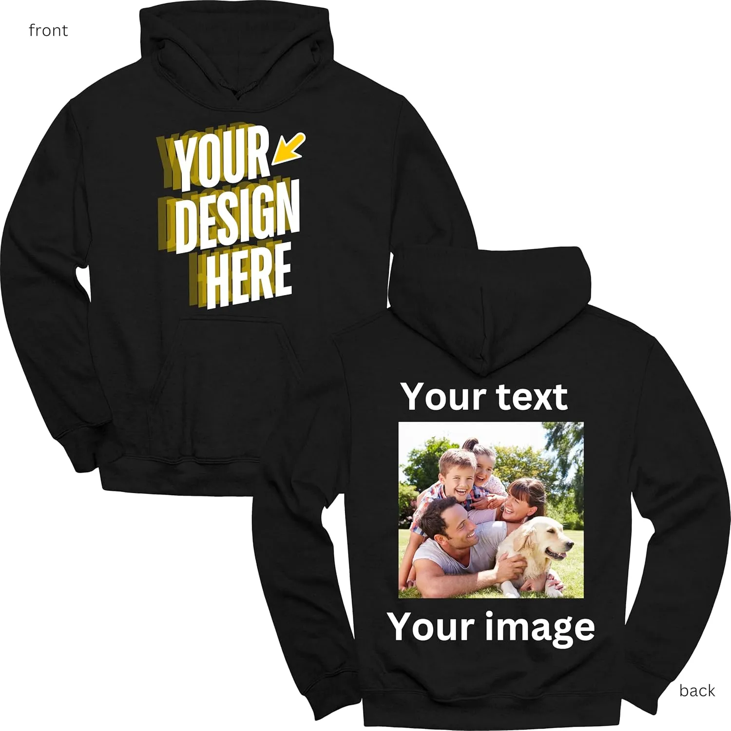 Custom Hoodie for Men & Women | Personalized Gift for Boyfiend, Girlfriend | Customized Front & Back Printed Hoodie