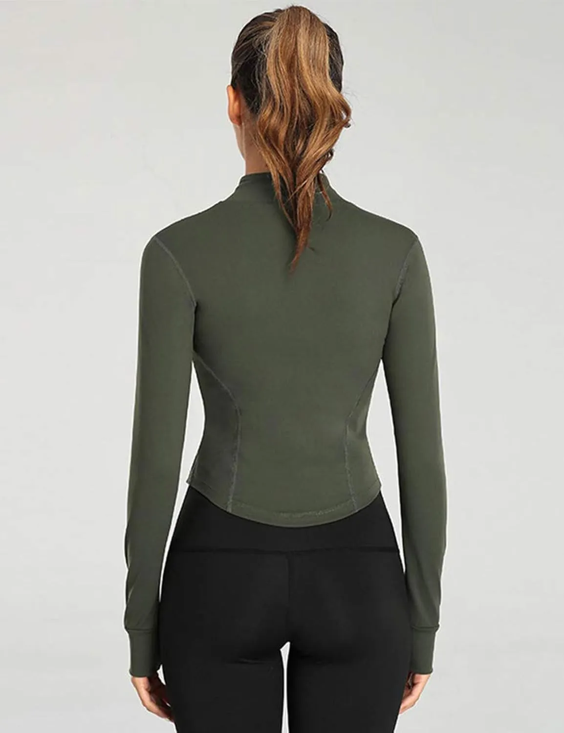 Gihuo Women's Athletic Full Zip Lightweight Workout Jacket with Thumb Holes