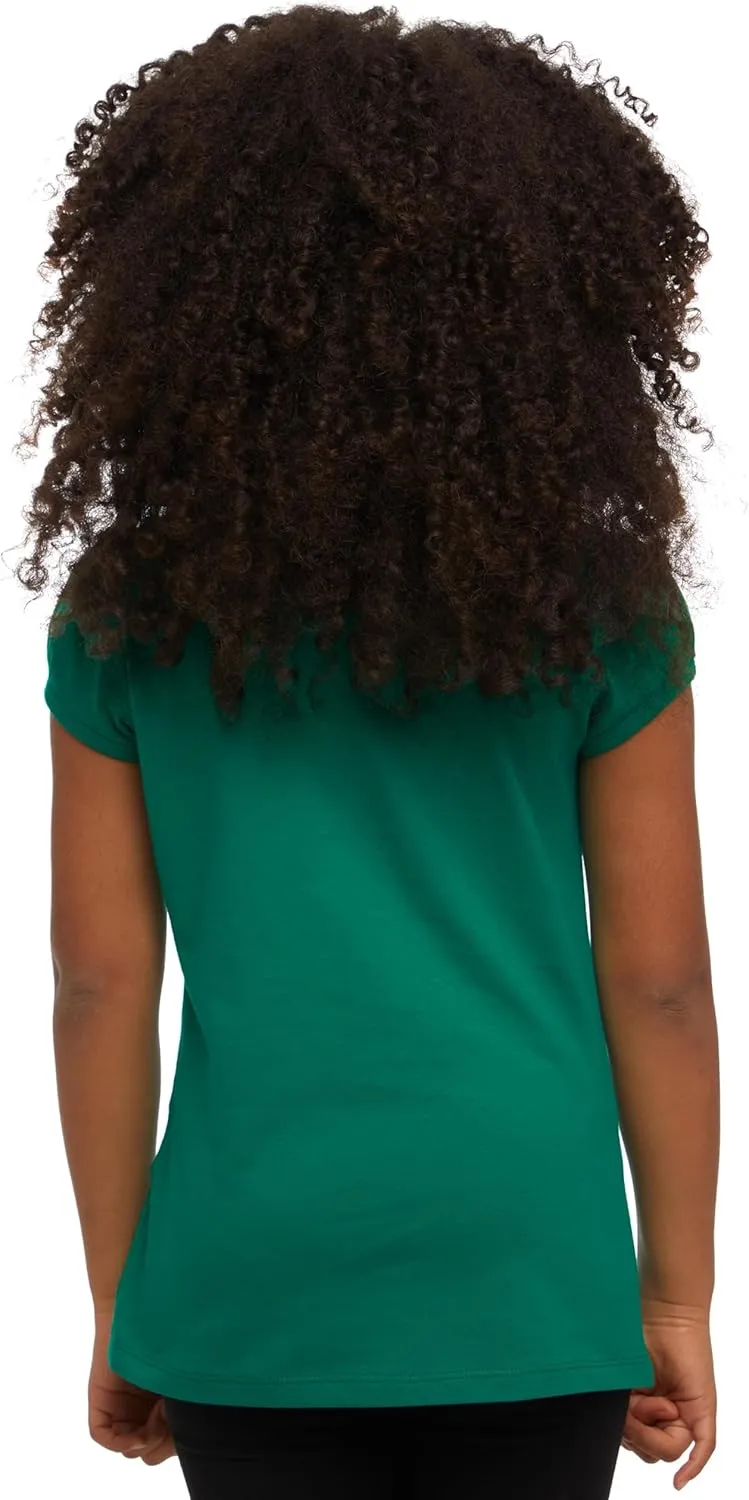 Girls Basic Short Puff Sleeve Round Neck T-Shirt, Turkish Cotton Round Neck Tee Tops