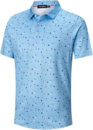 Golf Shirts for Men Dry Fit Performance Print Short Sleeve Moisture Wicking Golf Polo Shirts
