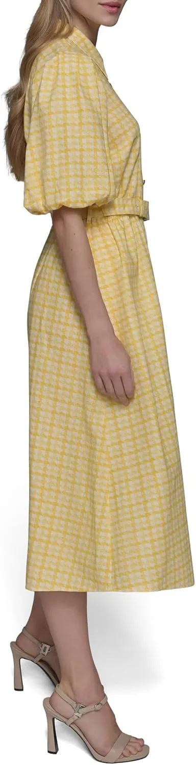KARL LAGERFELD Women's Collared Puff Sleeve Midi Dress