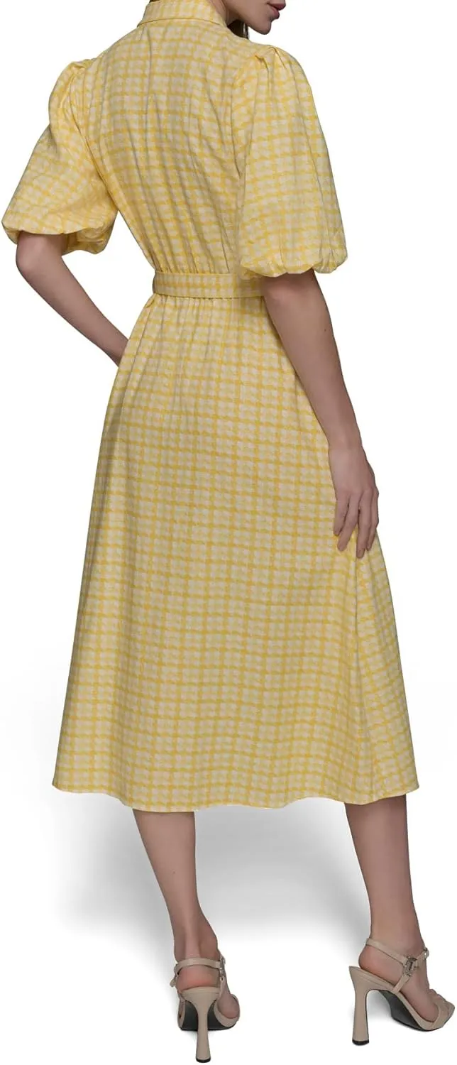 KARL LAGERFELD Women's Collared Puff Sleeve Midi Dress