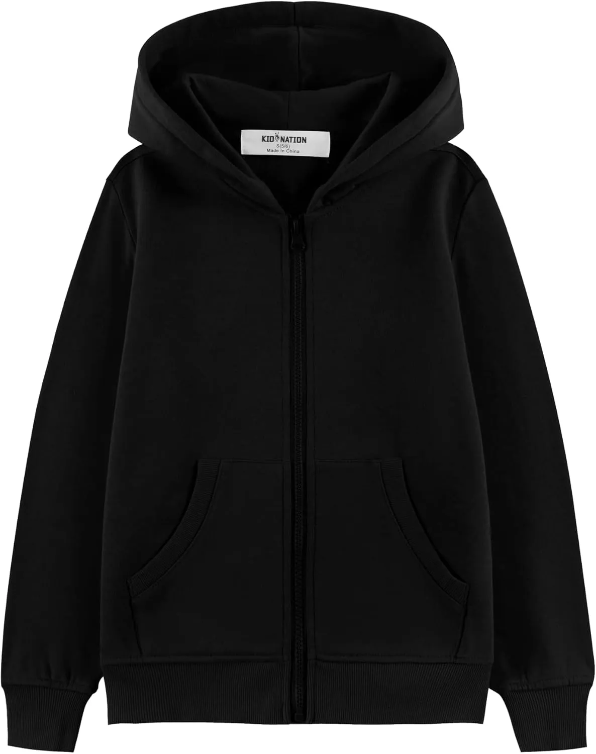 Kid Nation Kids Soft Brushed Fleece Zip-Up Hooded Sweatshirt Hoodie for Boys or Girls 4-12 Years