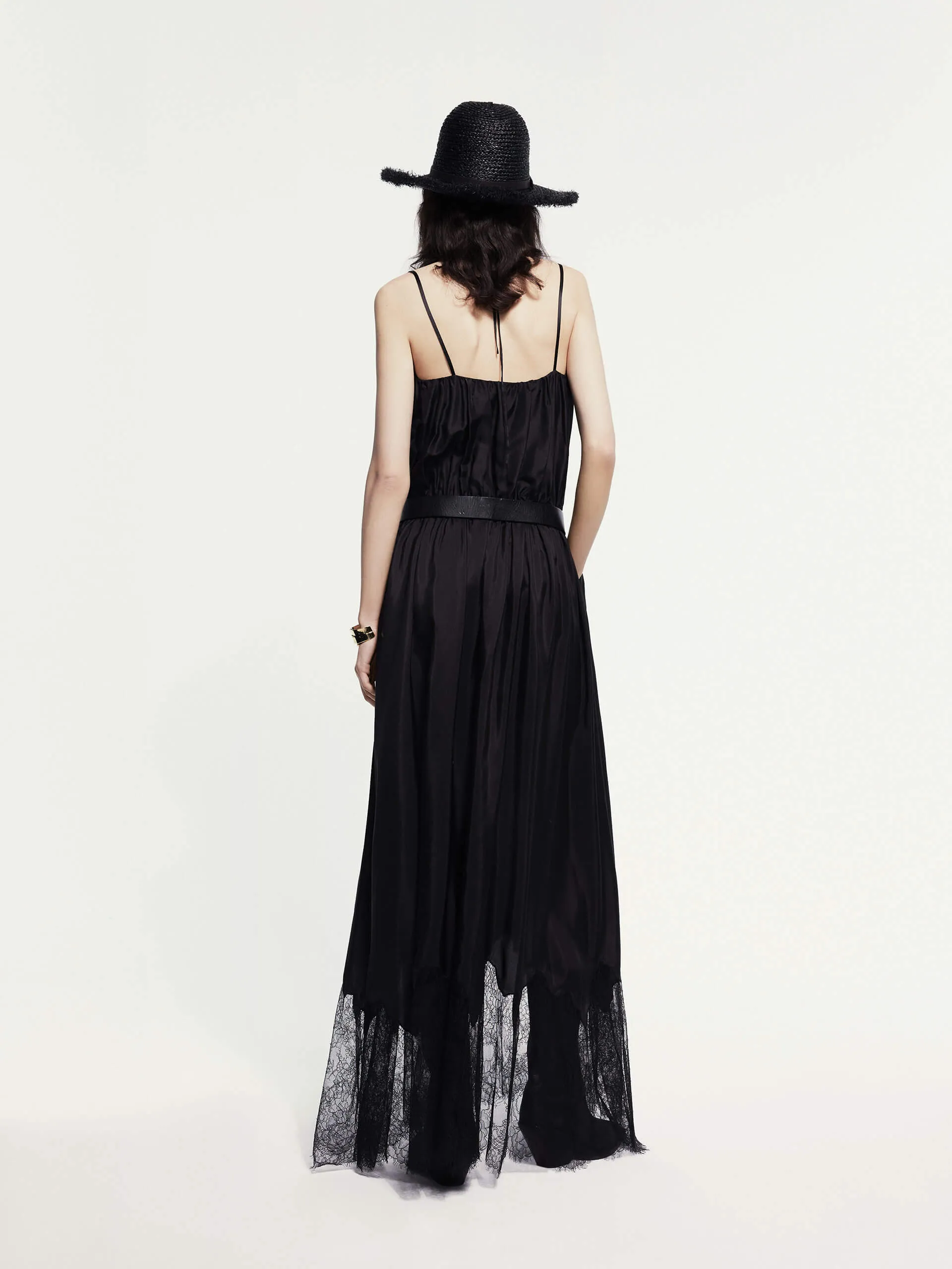 Lace Detail Silk Dress