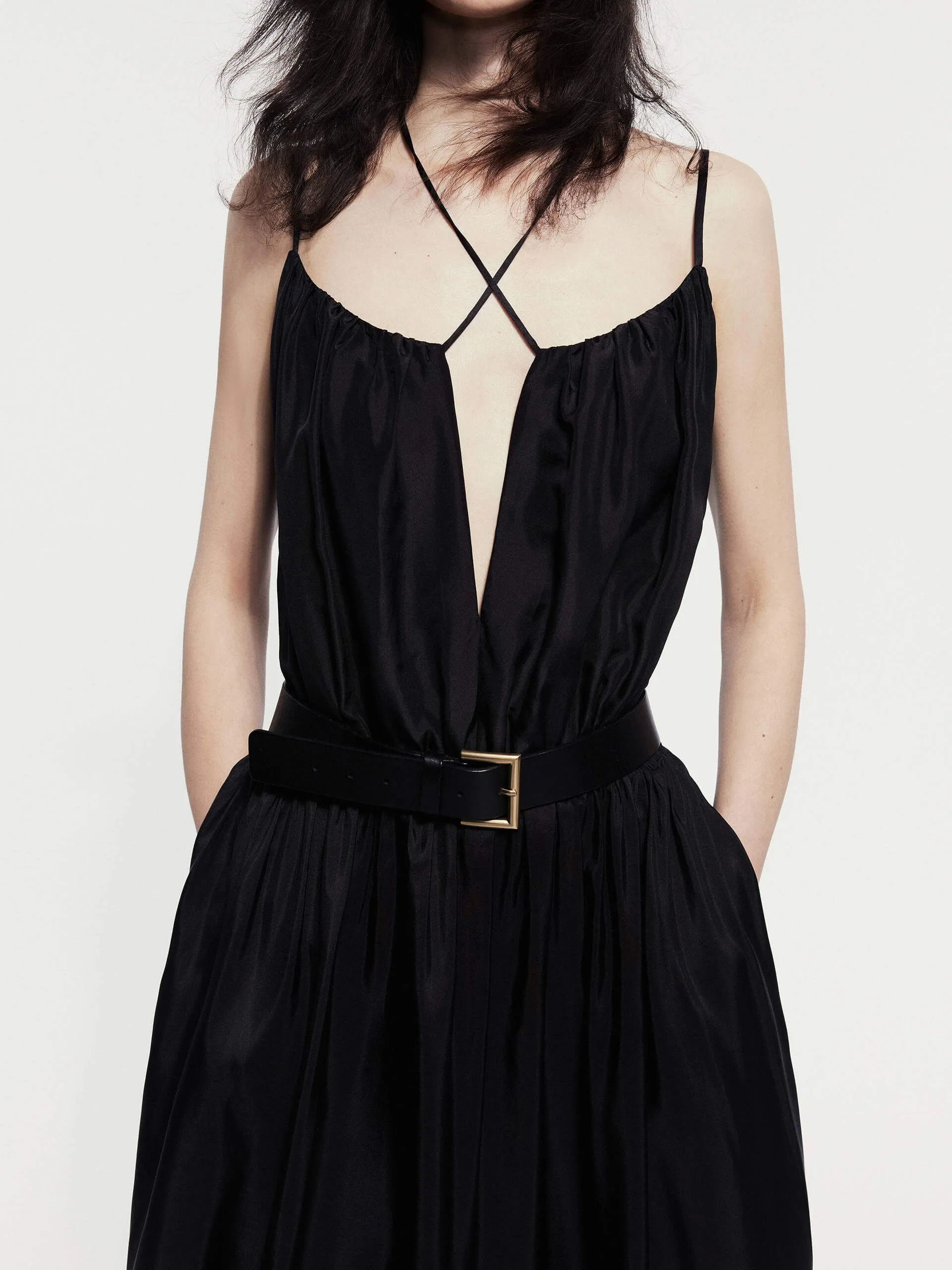 Lace Detail Silk Dress