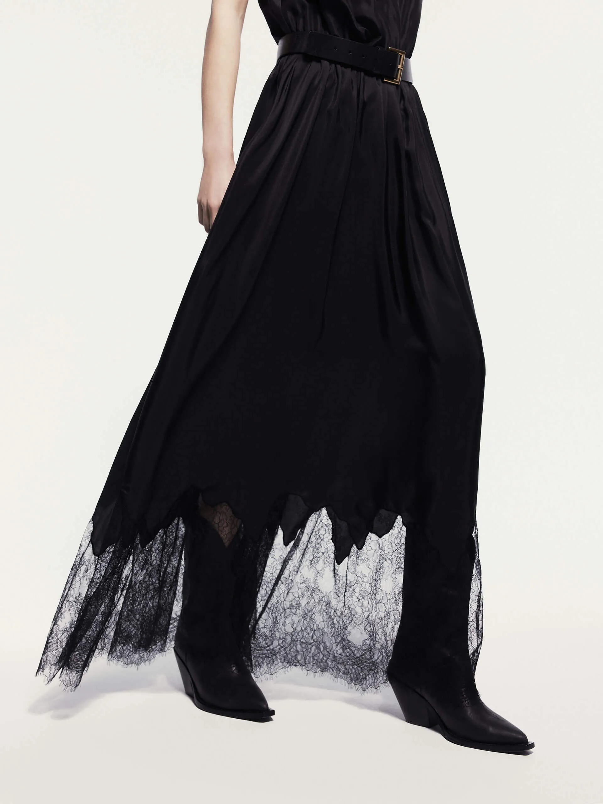 Lace Detail Silk Dress