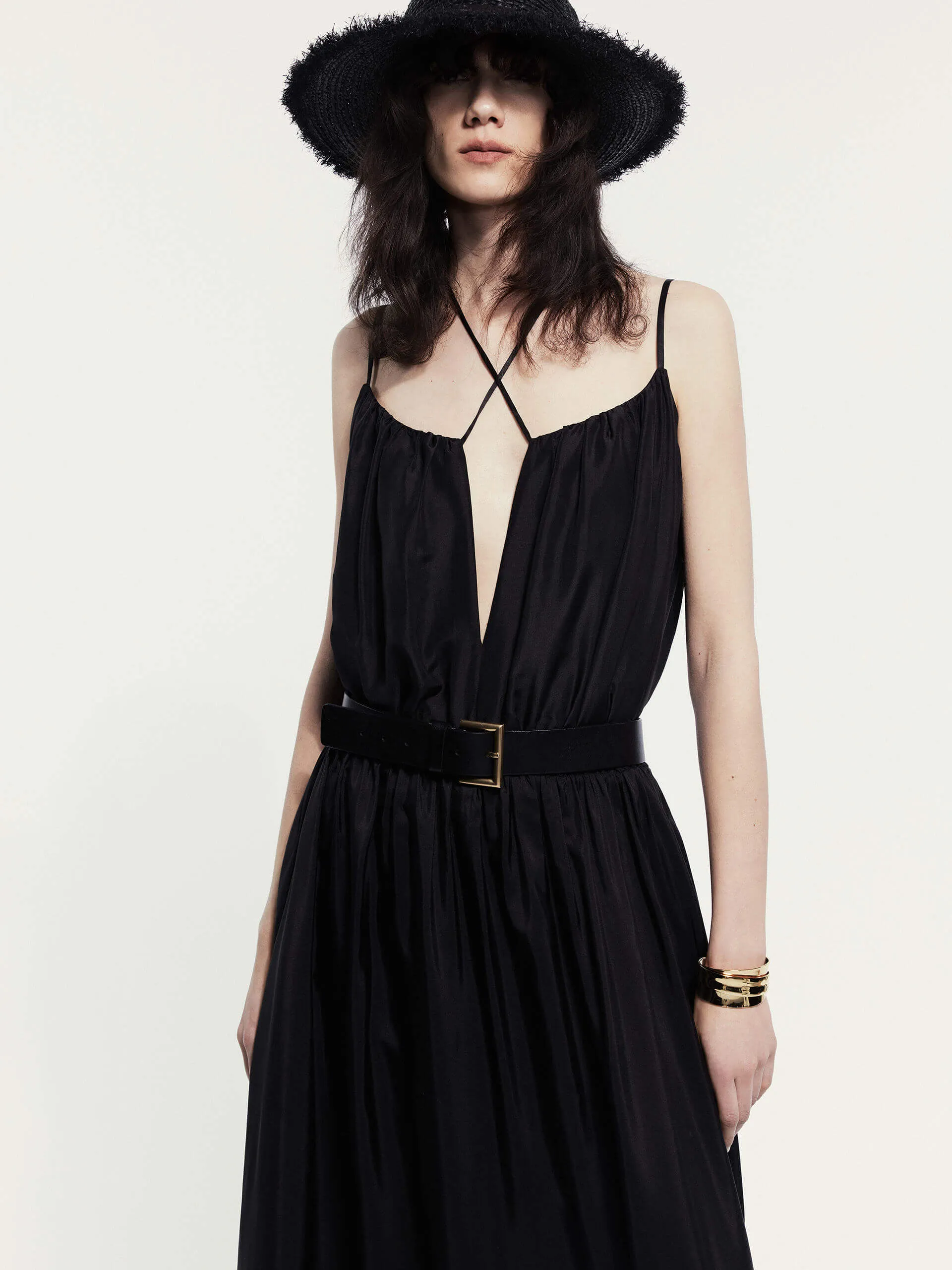 Lace Detail Silk Dress