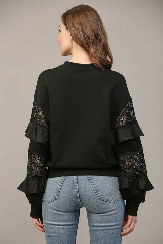 Lace Frill Sweatshirt