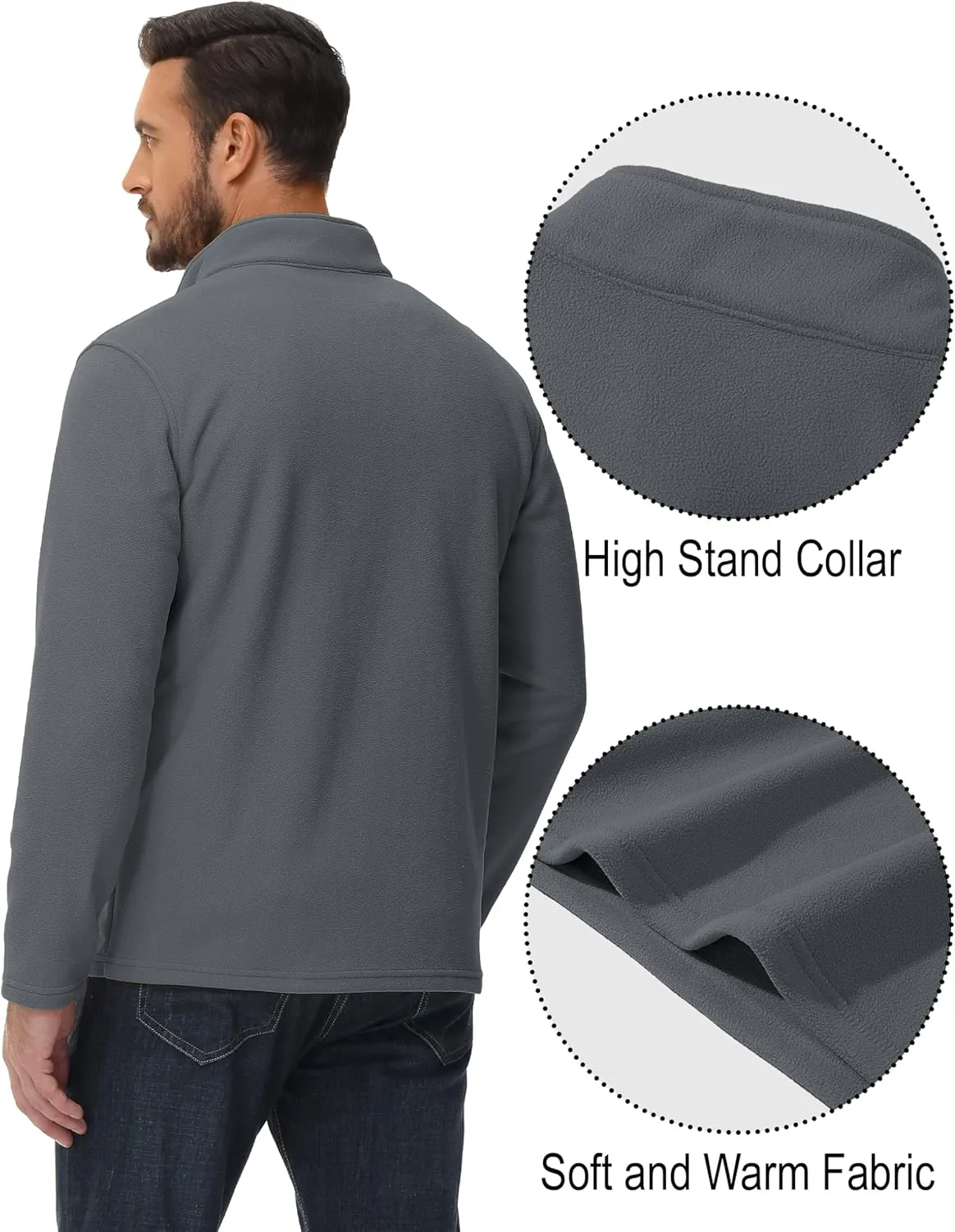 MAGCOMSEN Men's Quarter-Zip Pullover Polar Fleece Sweatshirt Stand Collar Long Sleeve Shirt for Men Thermal Winter Fall