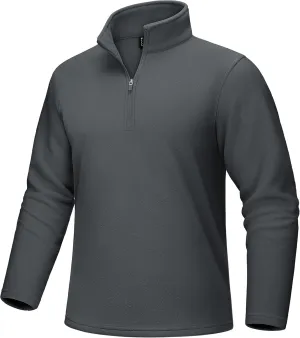 MAGCOMSEN Men's Quarter-Zip Pullover Polar Fleece Sweatshirt Stand Collar Long Sleeve Shirt for Men Thermal Winter Fall