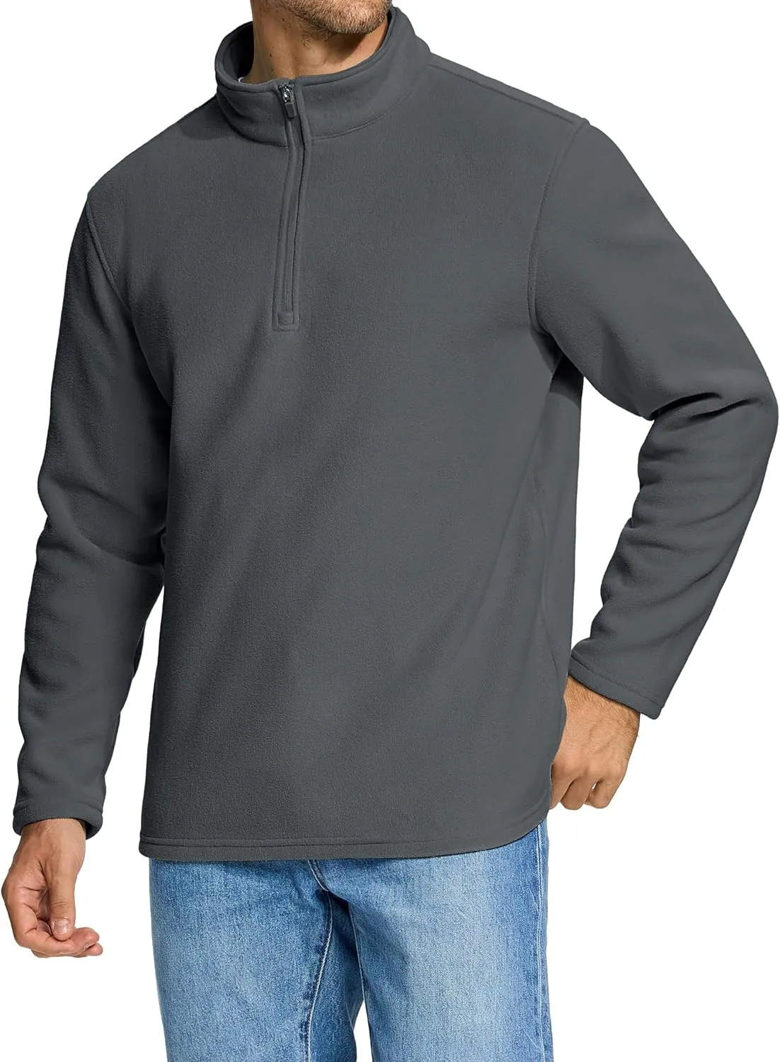 MAGCOMSEN Men's Quarter-Zip Pullover Polar Fleece Sweatshirt Stand Collar Long Sleeve Shirt for Men Thermal Winter Fall