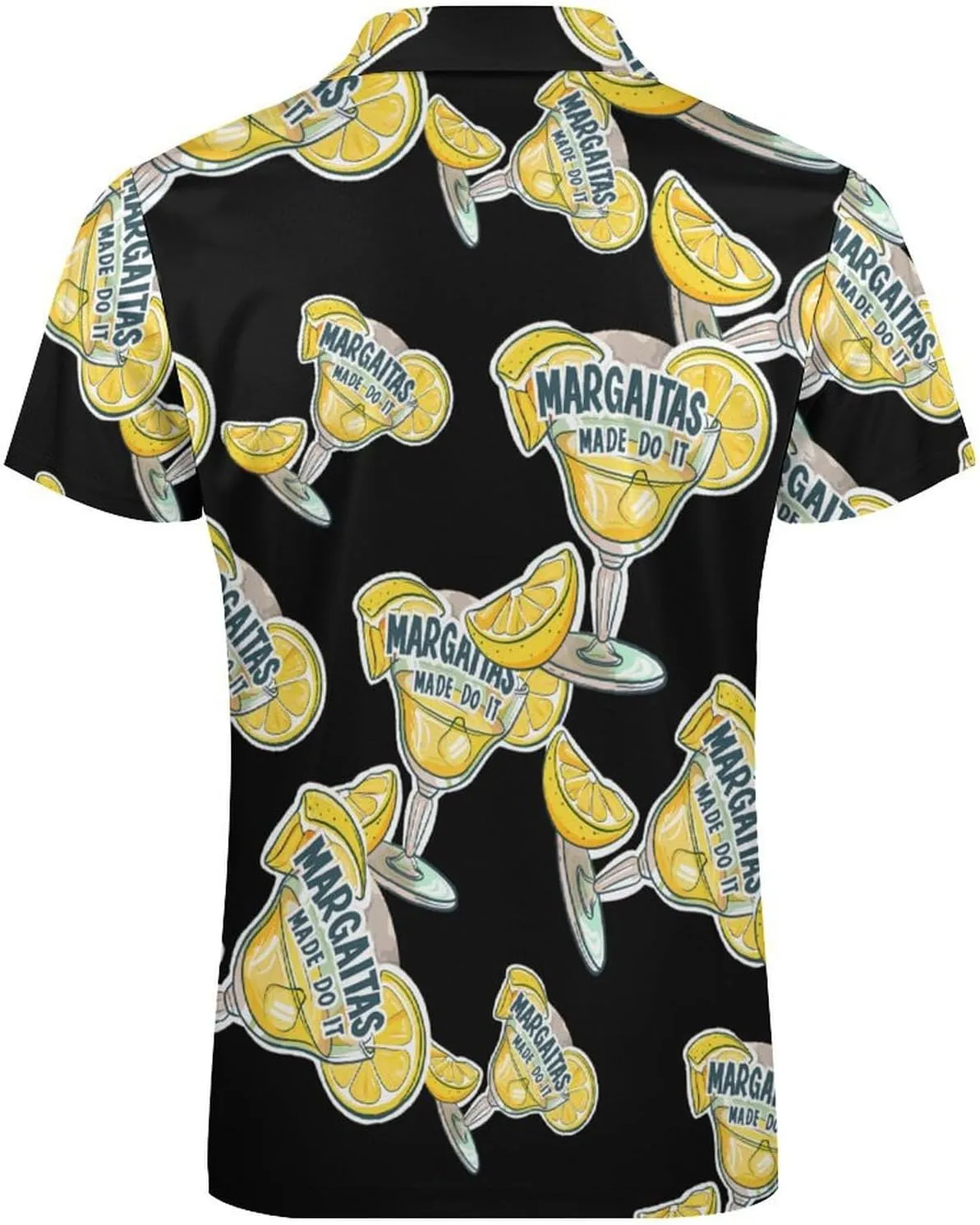 Margaritas Made Me Do It Men's Polo Shirts Zippered Short Sleeve Tops Causal Golf Polo Shirts