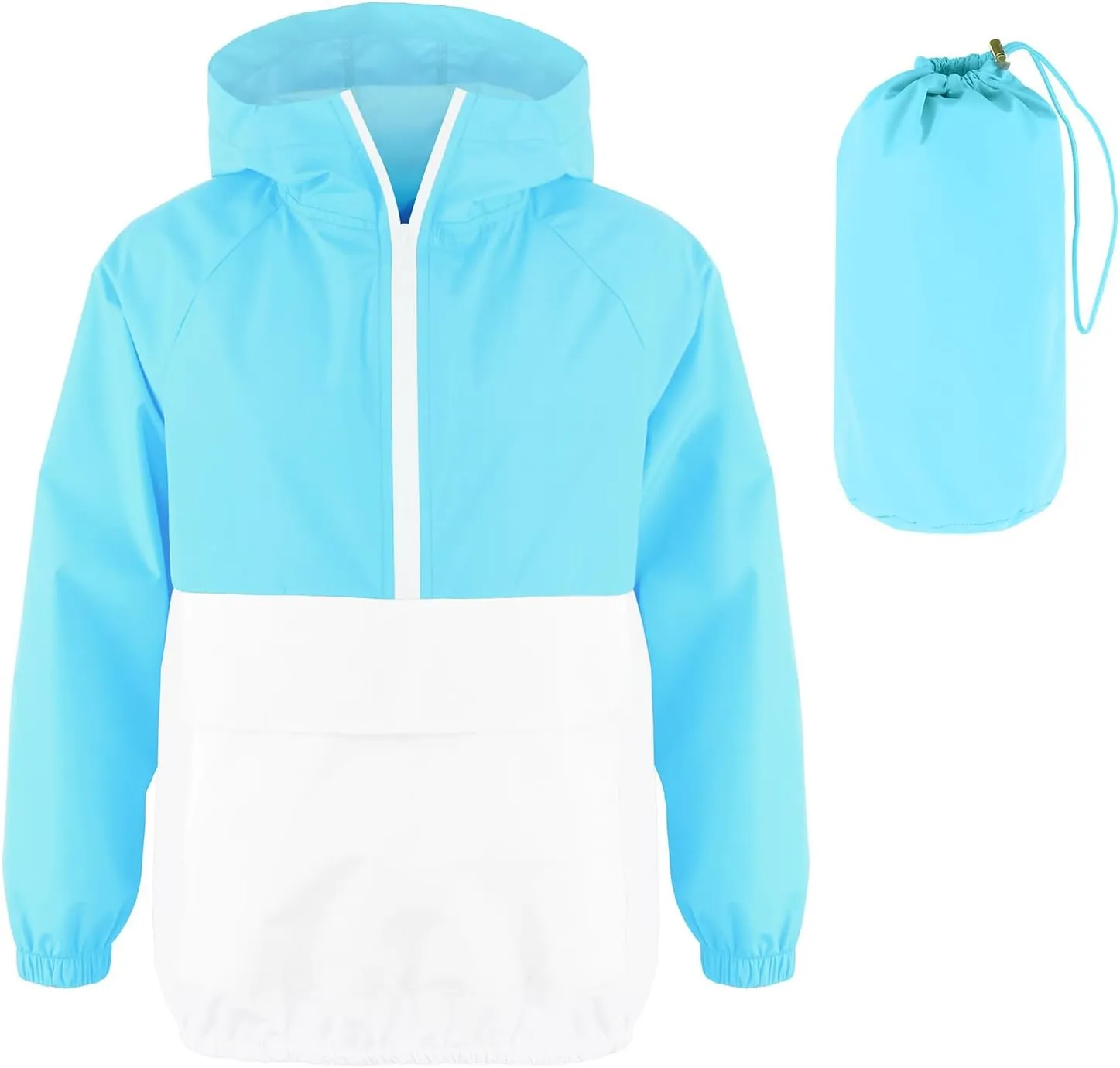 MODAFANS Girls Boys Rain Jacket Lightweight Waterproof Packable Hooded Half zip RainCoats Windbreaker for Outdoor 4-13Year