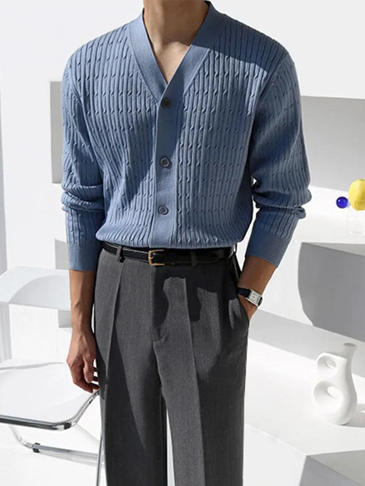 OH Buttoned and Patterned Knit Cardigan