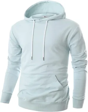 Ohoo Mens Slim Fit Cotton Pullover Hoodies Sweatshirt Lightweight with Kanga Pocket