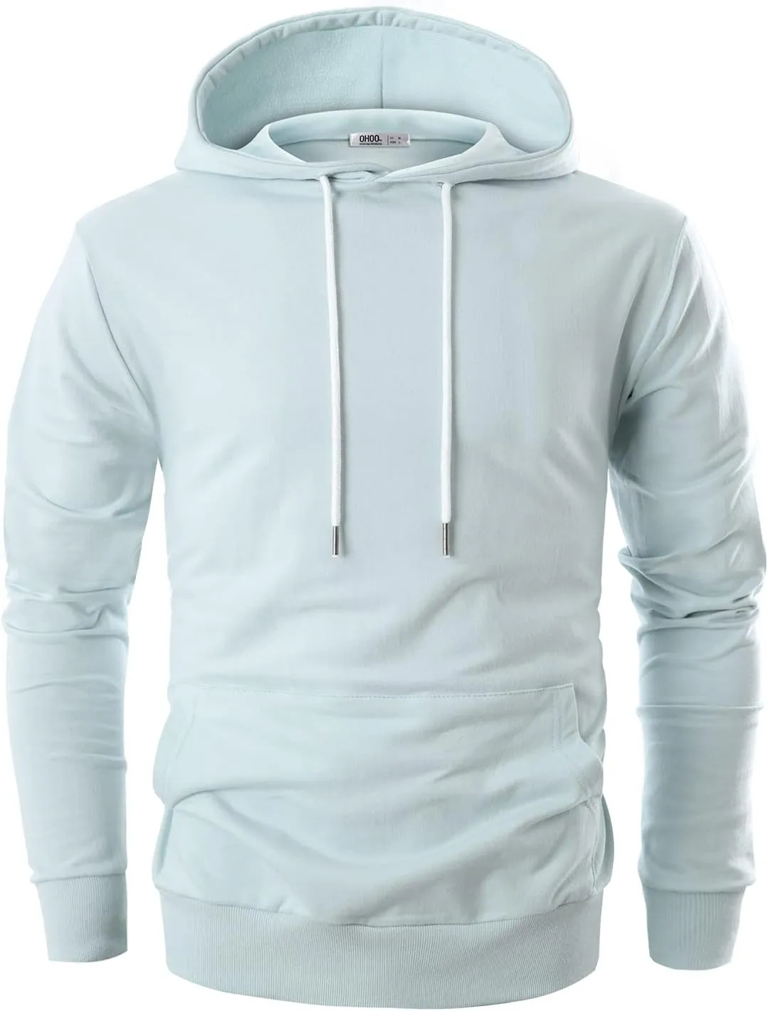 Ohoo Mens Slim Fit Cotton Pullover Hoodies Sweatshirt Lightweight with Kanga Pocket