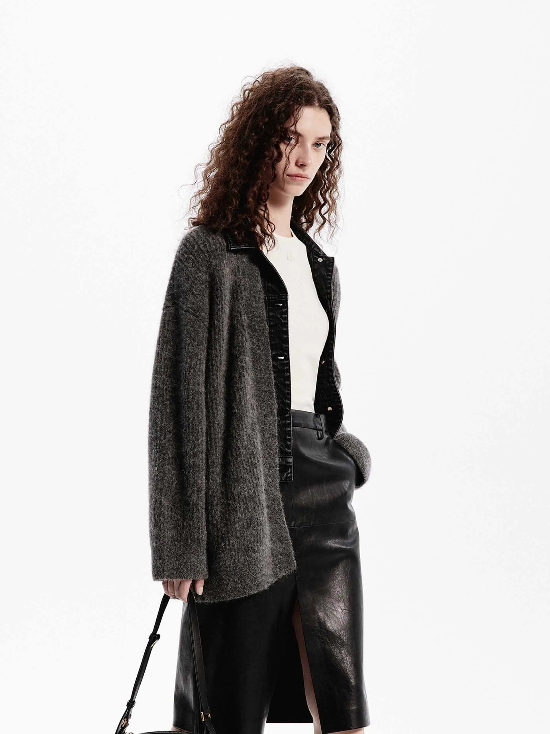 Paneled Detail Loose Cardigan