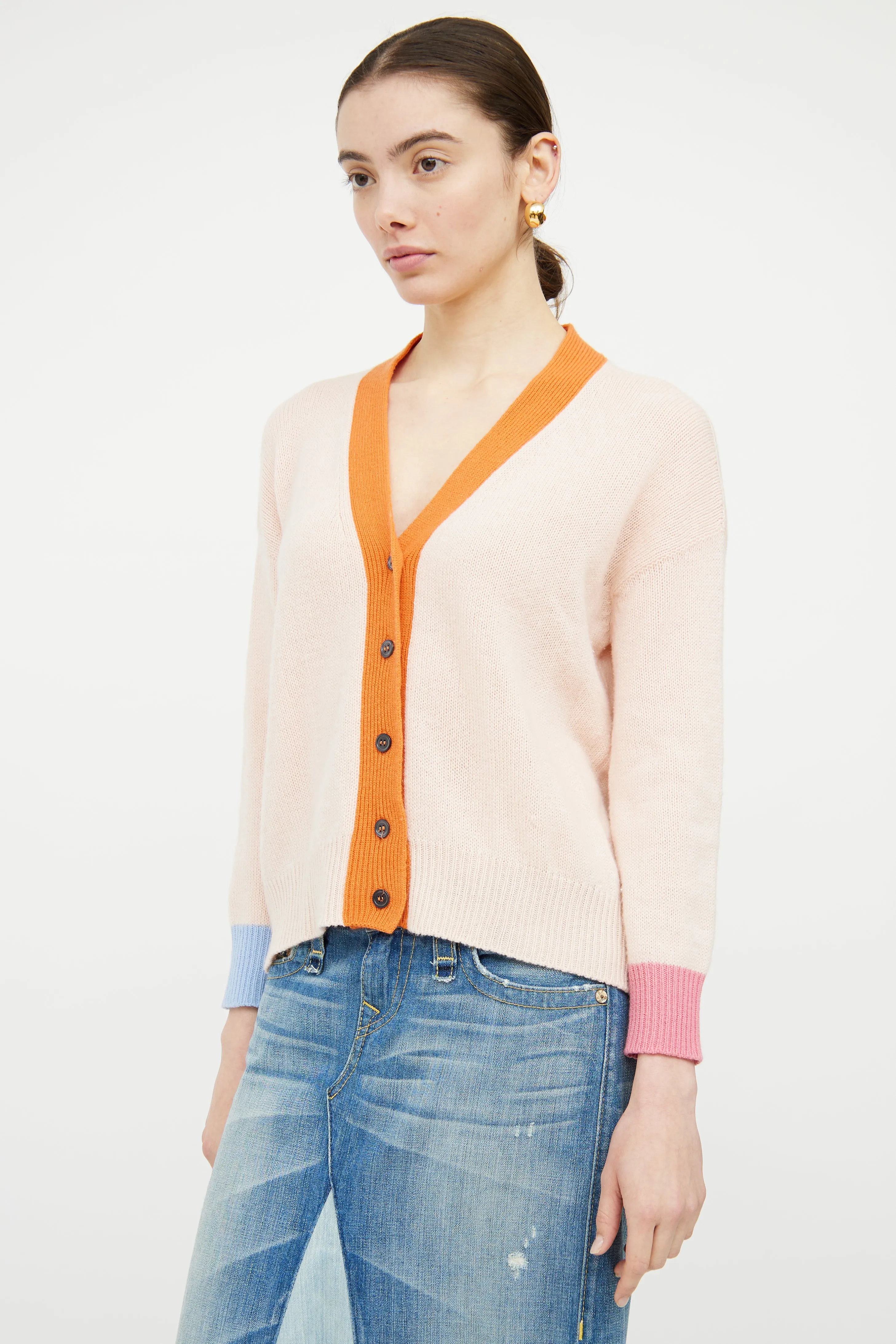 Pink & Orange Cashmere Cardigan