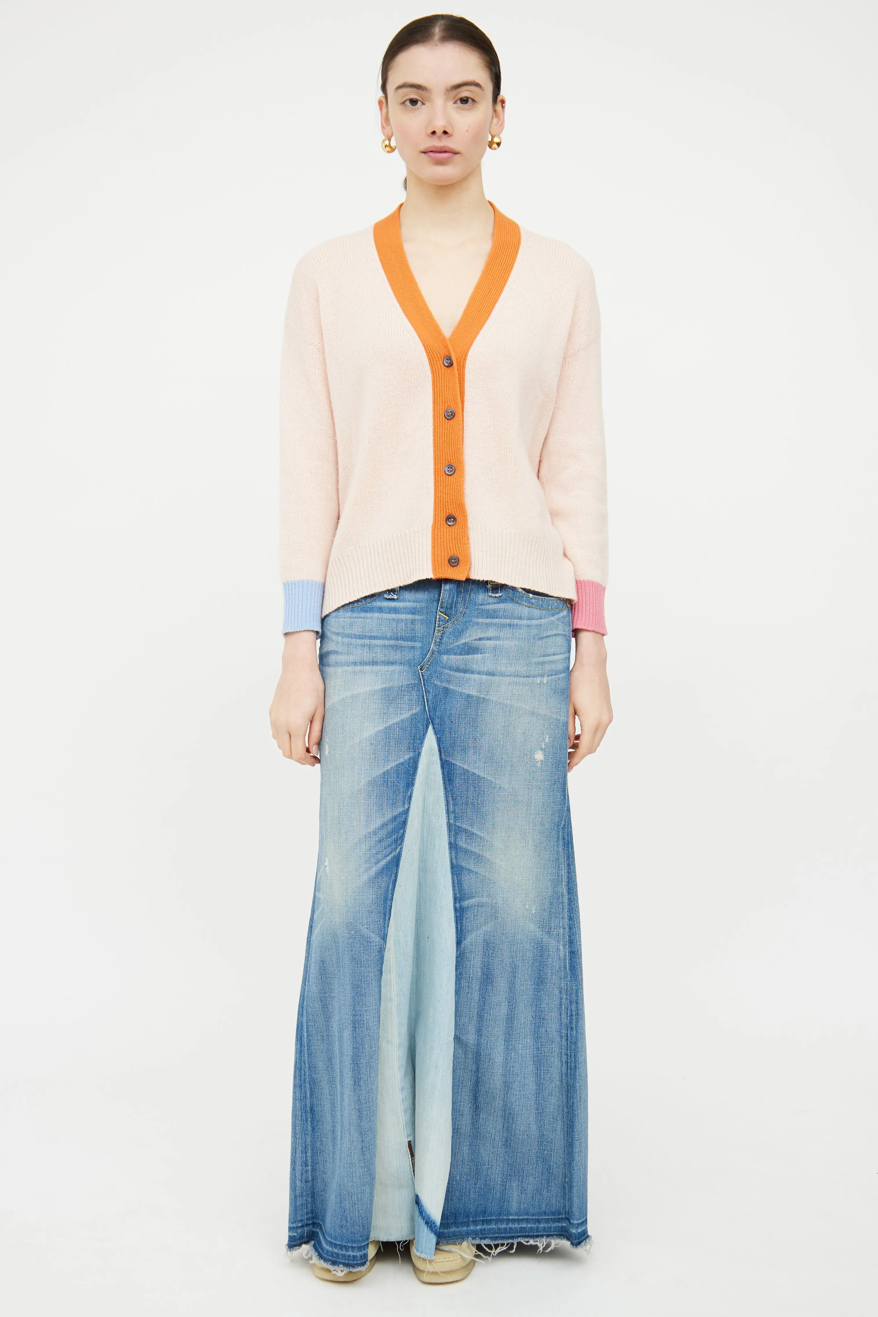 Pink & Orange Cashmere Cardigan