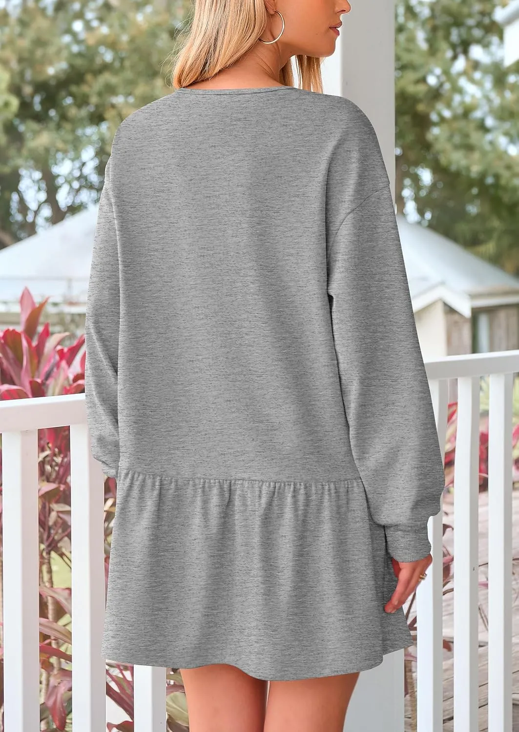 PRETTYGARDEN Womens Patchwork Sweatshirt Dress Spring Casual Long Sleeve Crewneck Pullover Cute Babydoll Mini Dresses