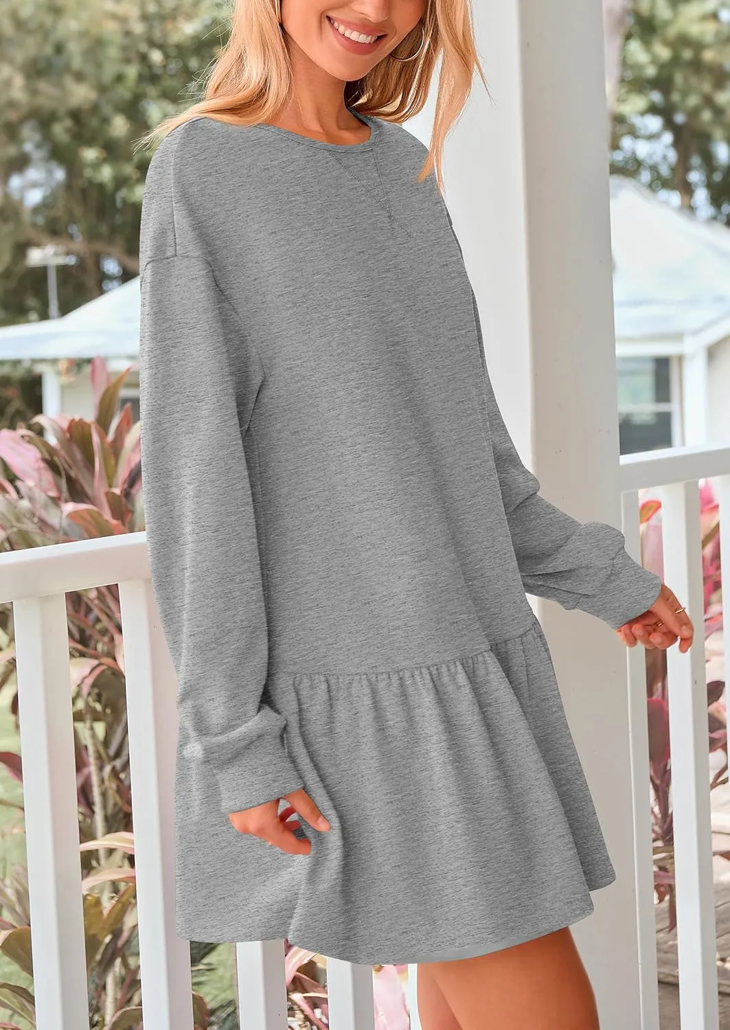 PRETTYGARDEN Womens Patchwork Sweatshirt Dress Spring Casual Long Sleeve Crewneck Pullover Cute Babydoll Mini Dresses