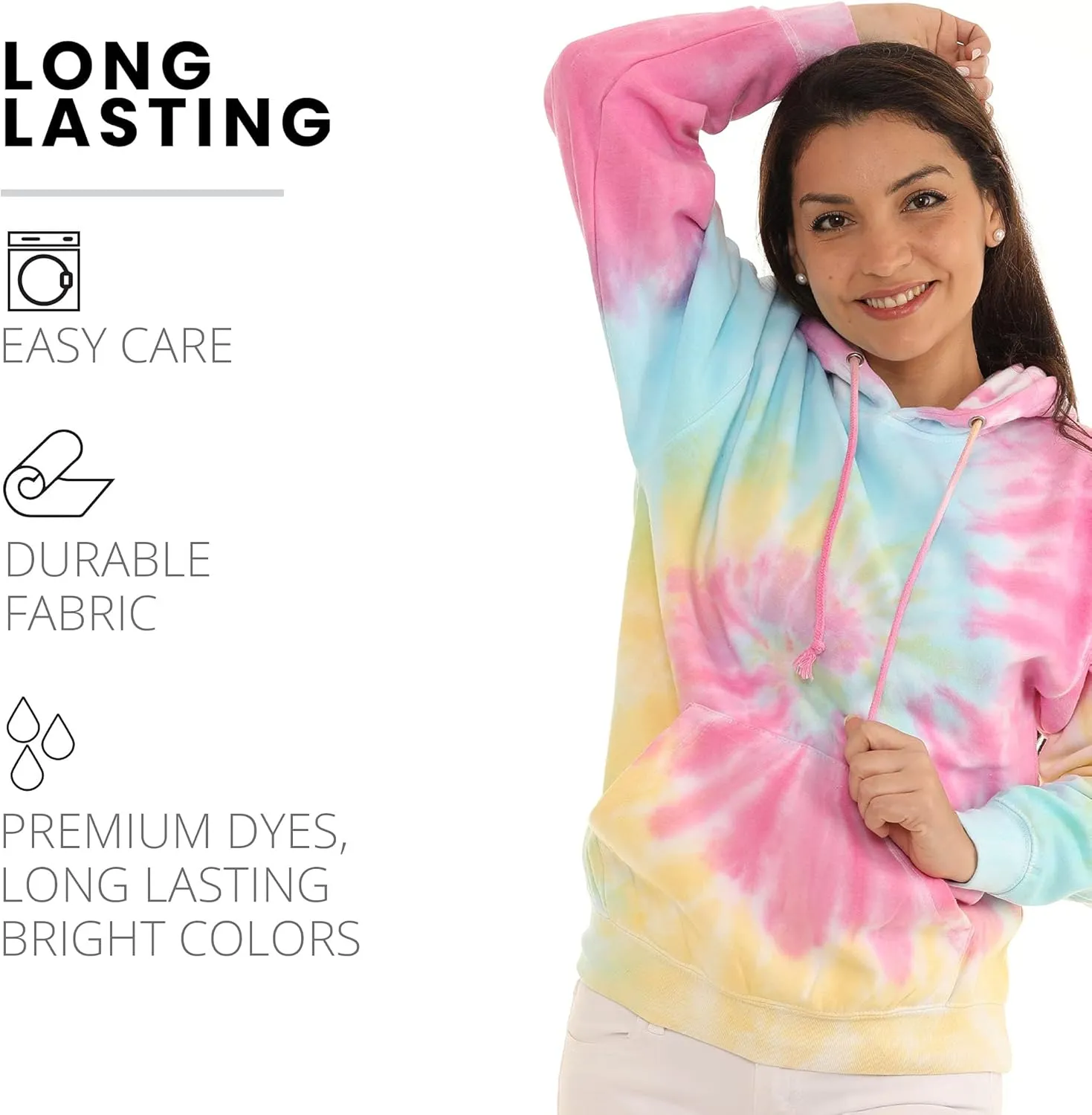 Pure Essence Tie Dye Sweatpants, Long Sleeve T-Shirts, Hoodies, and Crew Neck Sweatshirts (Sizes S, M, L, XL).
