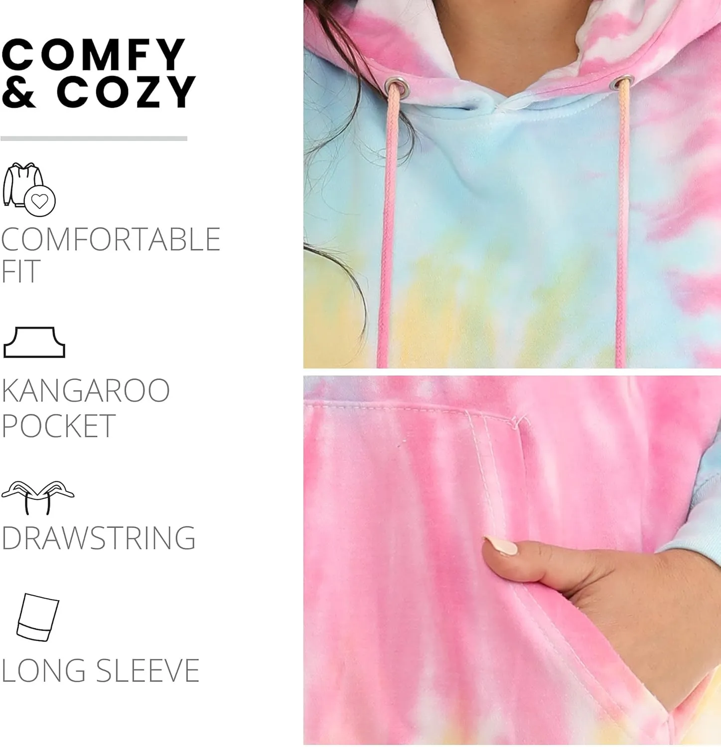 Pure Essence Tie Dye Sweatpants, Long Sleeve T-Shirts, Hoodies, and Crew Neck Sweatshirts (Sizes S, M, L, XL).