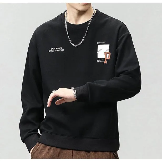 Round Neck Loose Fit Simplicity Men's Sweatshirt