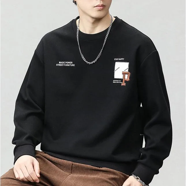 Round Neck Loose Fit Simplicity Men's Sweatshirt