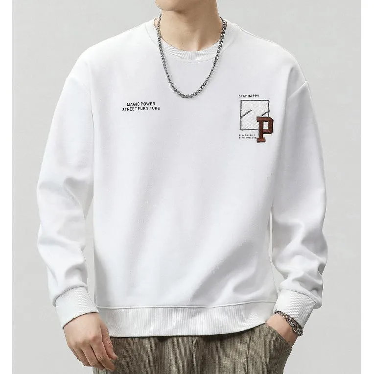 Round Neck Loose Fit Simplicity Men's Sweatshirt