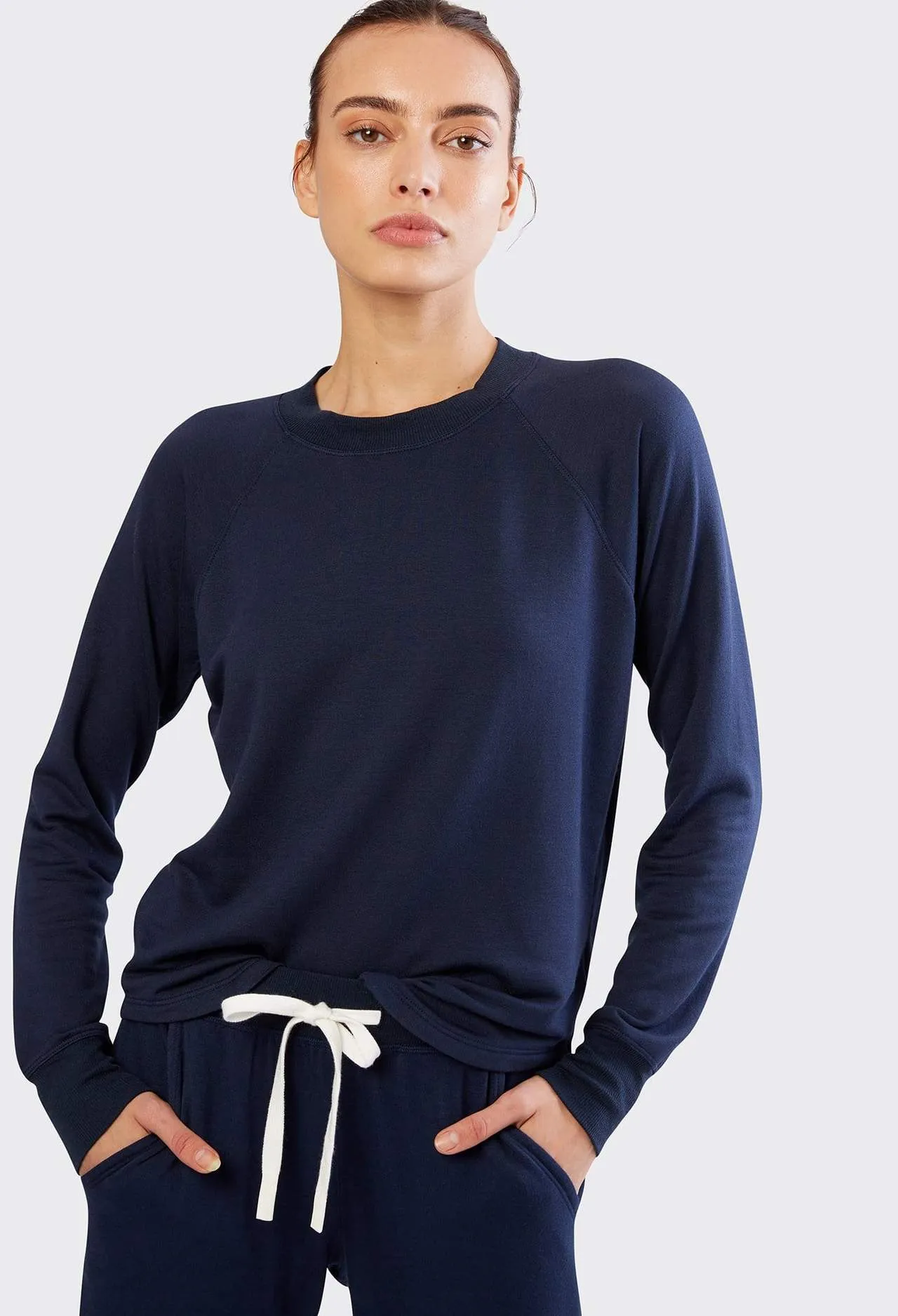 Splits59 Warm Up Long Sleeve Sweater in Navy
