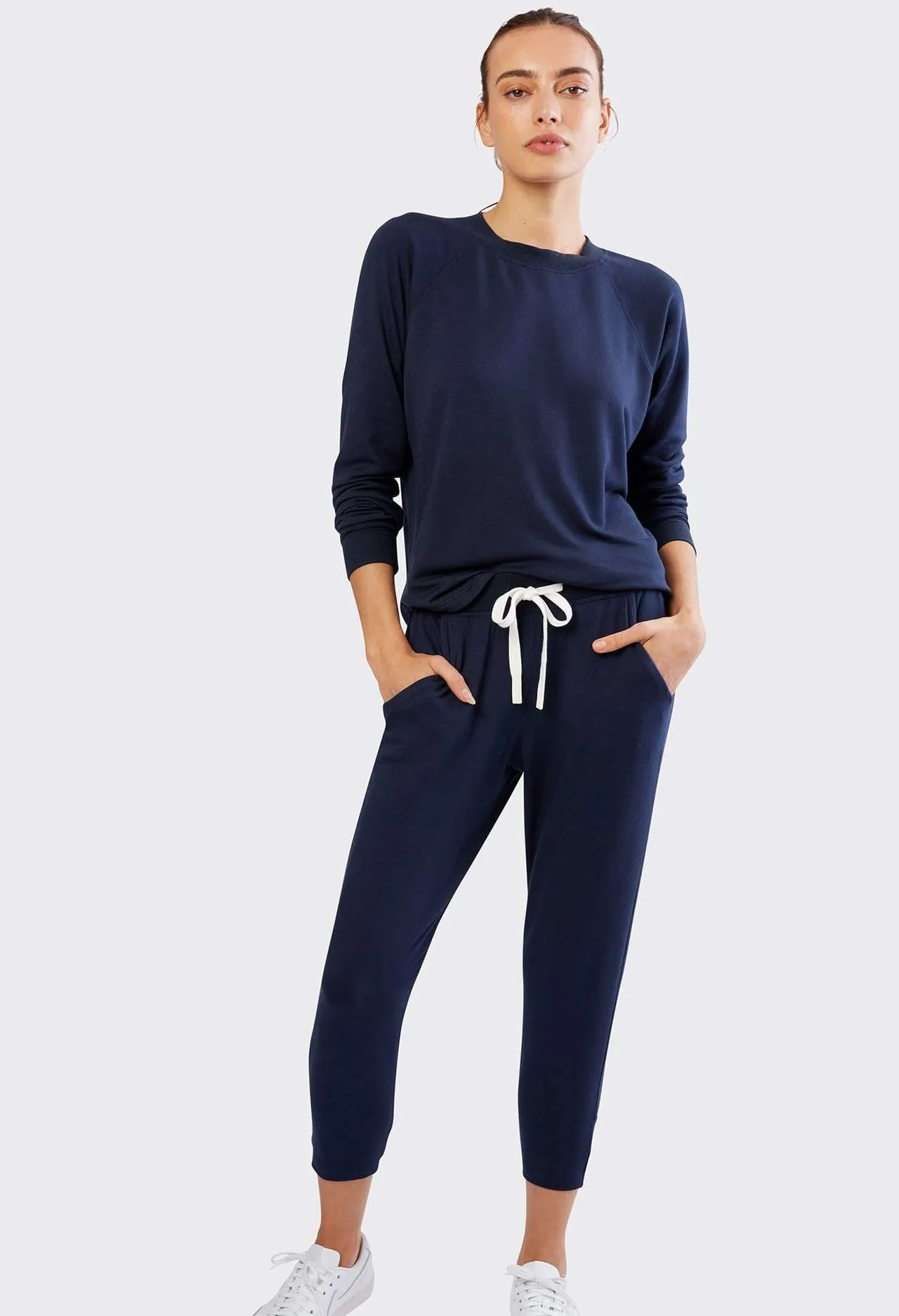 Splits59 Warm Up Long Sleeve Sweater in Navy