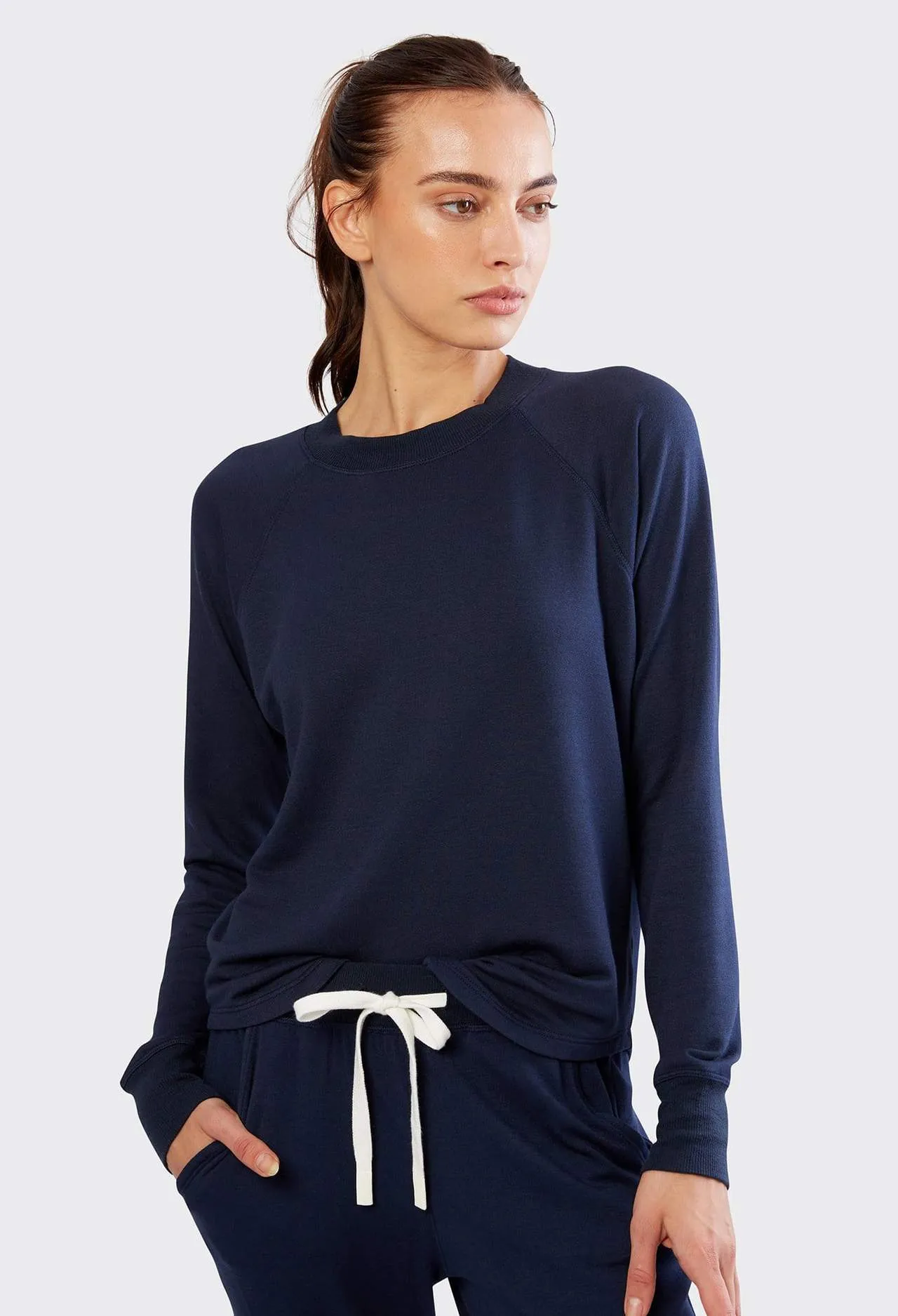 Splits59 Warm Up Long Sleeve Sweater in Navy